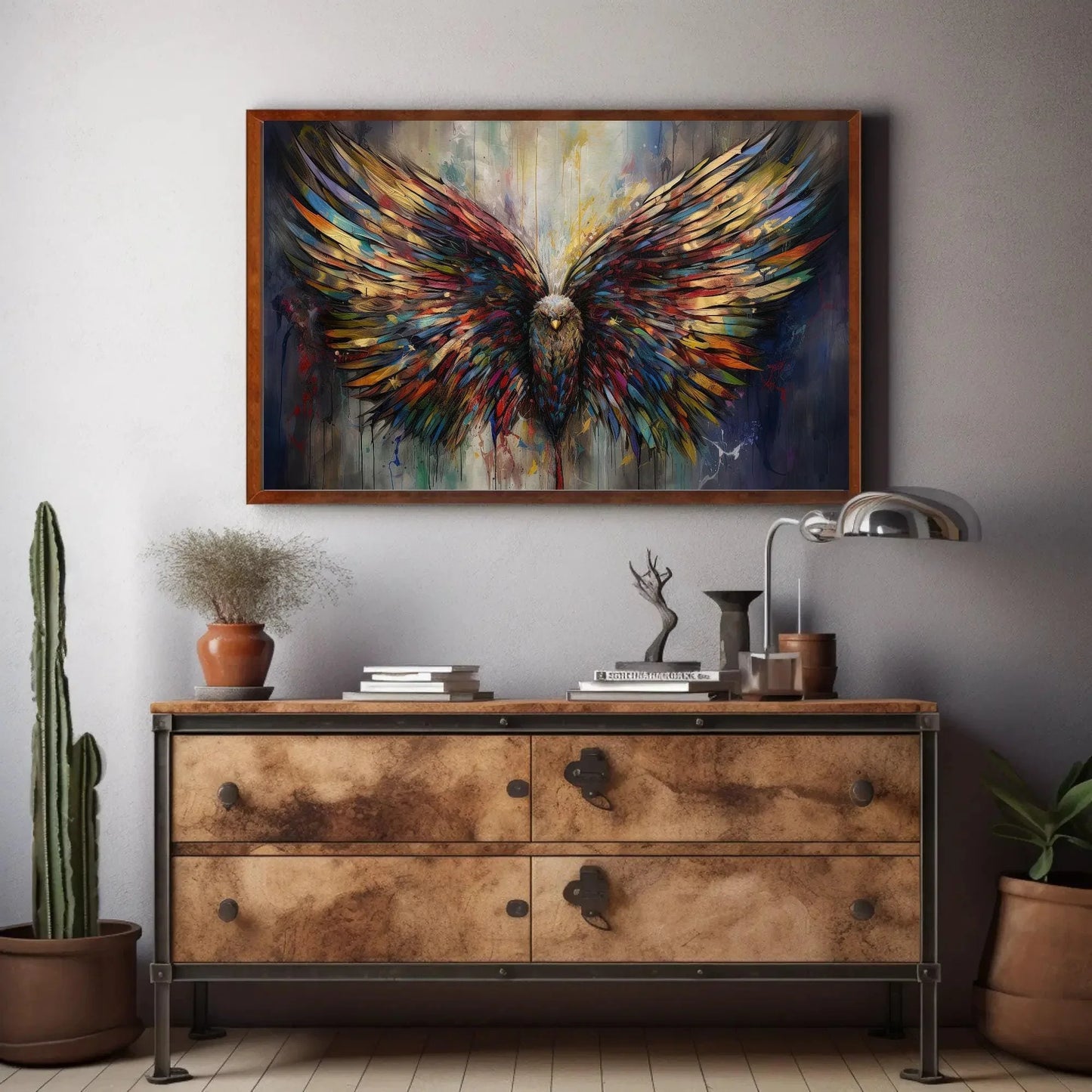 Eagle Wings Colorful Print, Eagle Wings, Wings, Eagle Wings, Abstract Wall Art, Eagle Wings Painting, Large Wall Decor, Ready To Hang Wall Art – Canvas Print