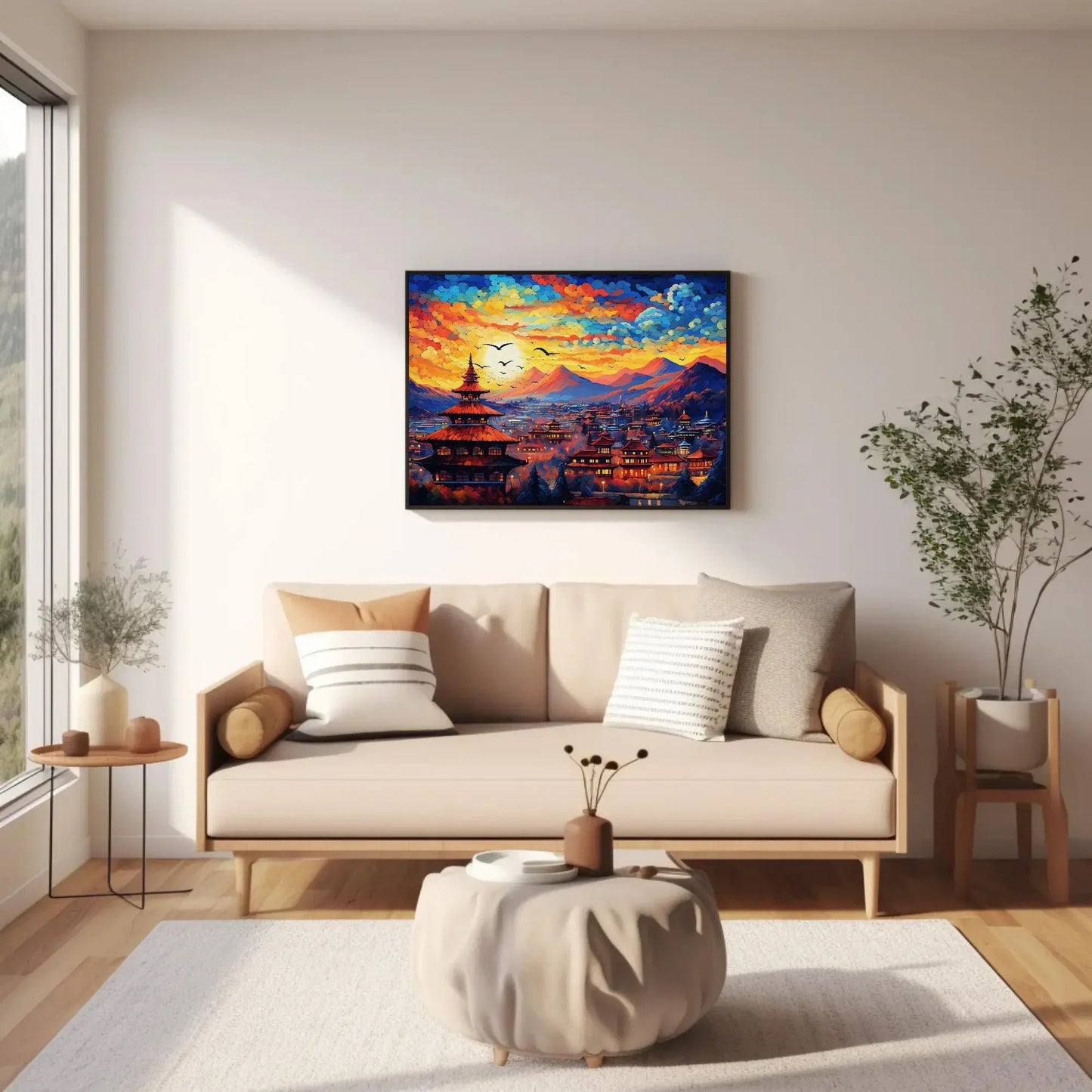 Kathmandu Nepal Colourful Print | Nepali Home Decor | Nepal Wall Art Canvas | Himalayan Art | Nepal Travel Wall Art | Nepalese Decor Wall Art – Canvas Print