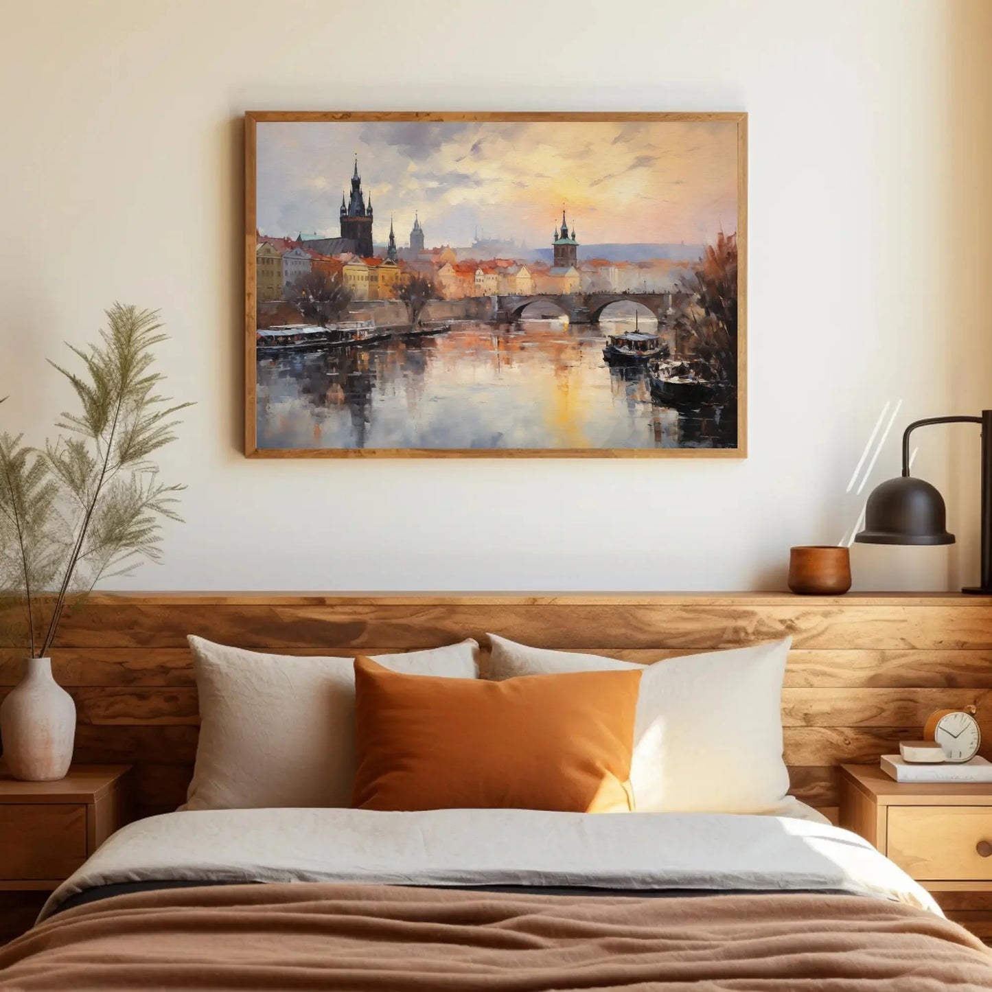 Prague Cityscape Painting Wall Art of Historic Capital City Landscape Art Czech Republic Art Prague Travel Gift Canvas Wall Art Wall Art – Canvas Print