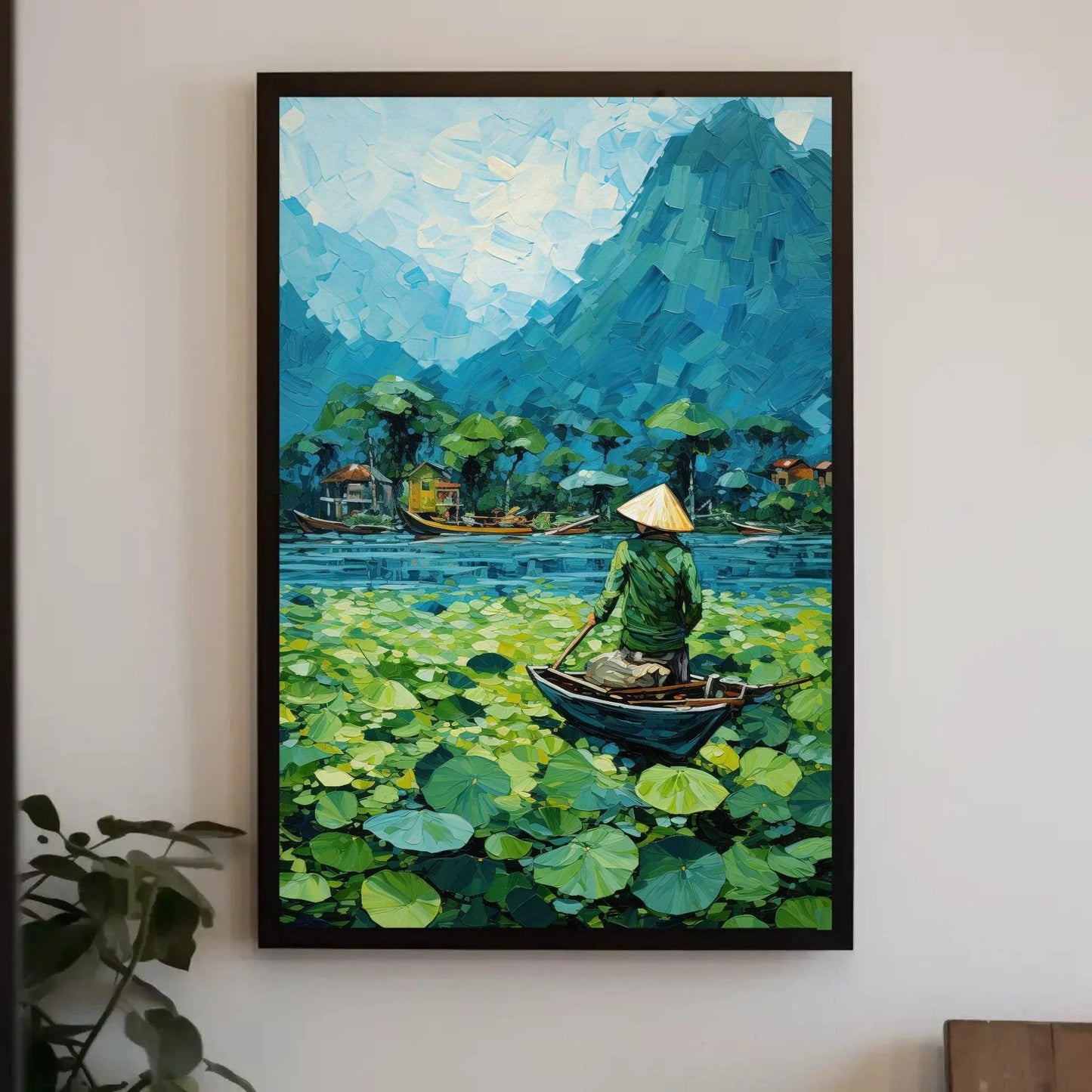 Vietnam River Mountain Landscape Vertical Art, Vietnamese Home Decor, Vietnam Wall Art, Vietnam Travel Print, Vietnam Boat Floating Print Wall Art – Canvas Print