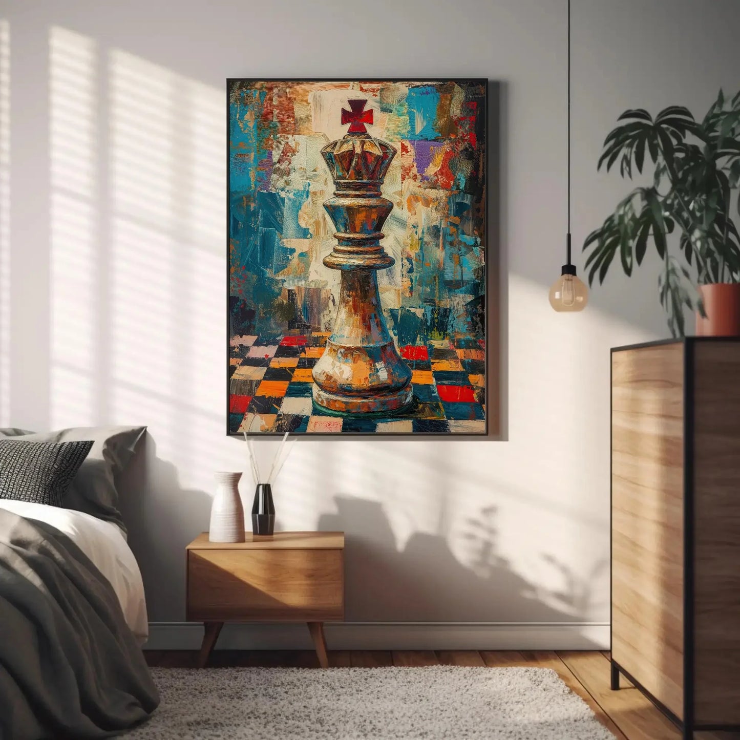Chess King Canvas Wall Art - Poster Chess Background Painting - Checkmate King Gift for Chess Lovers Wall Art – Canvas Print