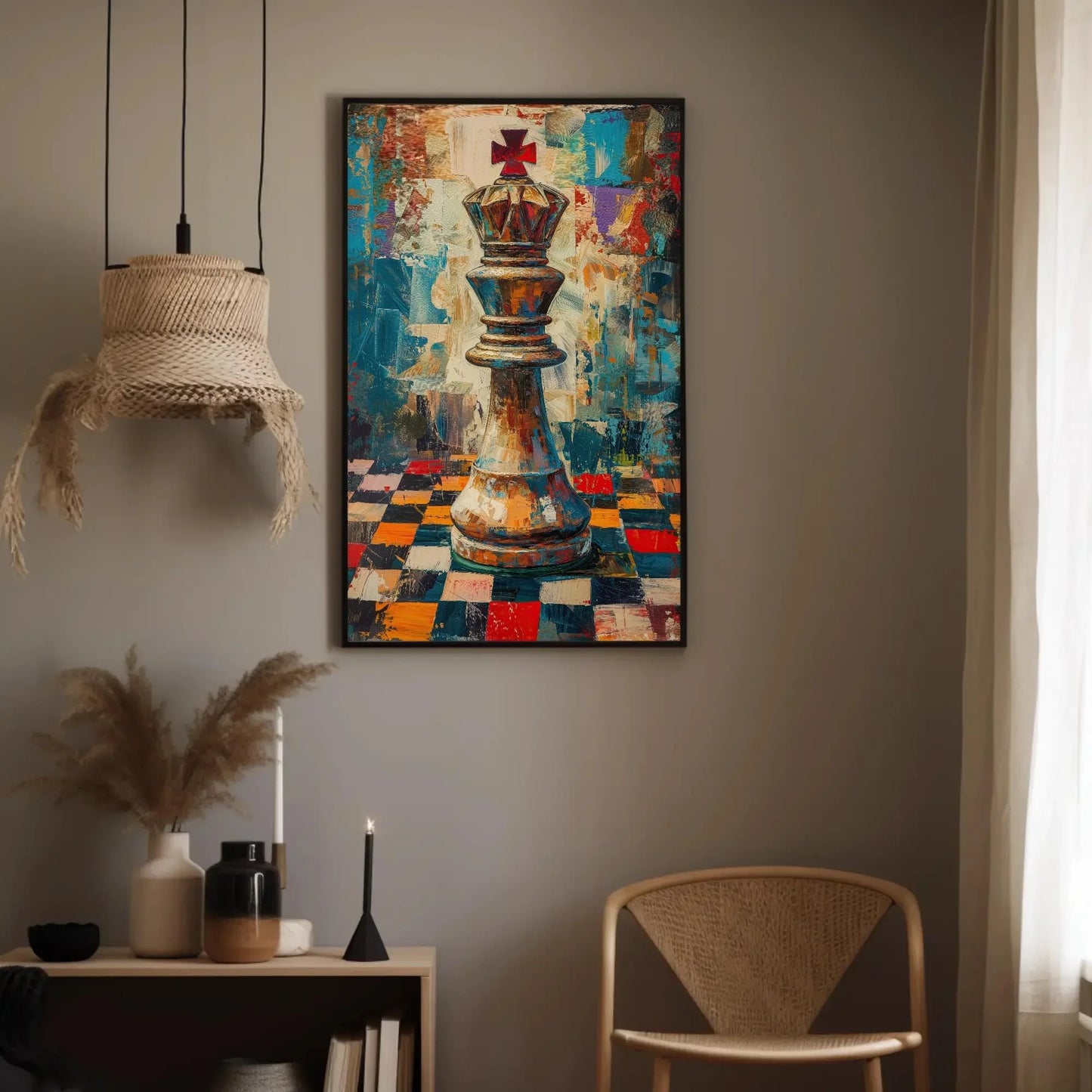 Chess King Canvas Wall Art - Poster Chess Background Painting - Checkmate King Gift for Chess Lovers Wall Art – Canvas Print
