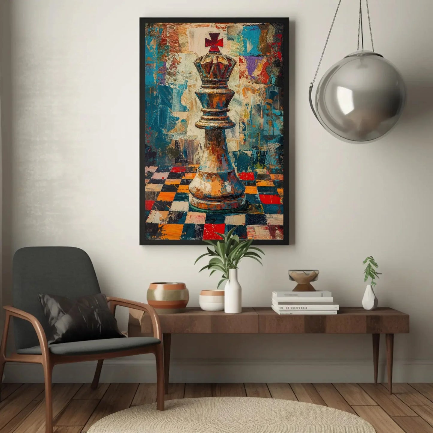 Chess King Canvas Wall Art - Poster Chess Background Painting - Checkmate King Gift for Chess Lovers Wall Art – Canvas Print