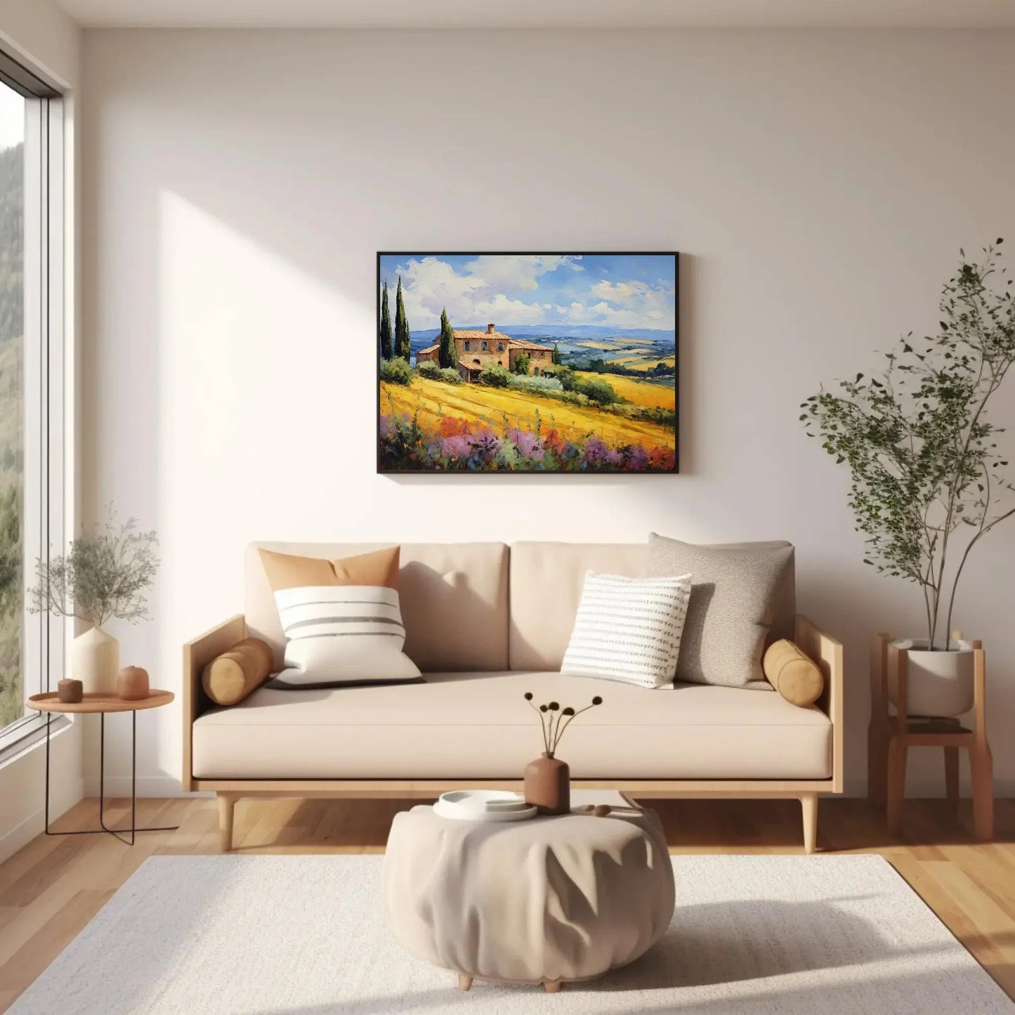 Tuscany Fields Canvas Art Print - Italian Landscape Wall Decor Tuscany Landscape Painting Print - Italian Wall Decor - Ready To Hang Wall Art – Canvas Print