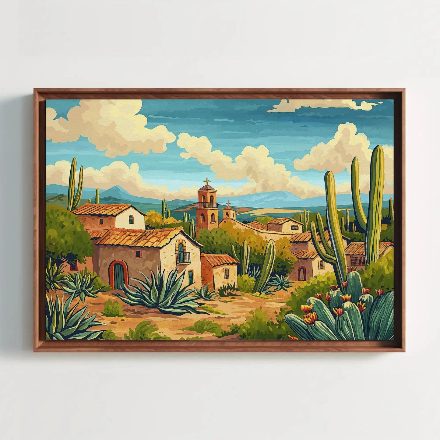 Mexican Desert Town Print | Mexican Painting | Canvas Wall Art | Mexico Home Decor | Mexico Wall Art | Mexican Art | Ready to Hang Wall Art – Canvas Print