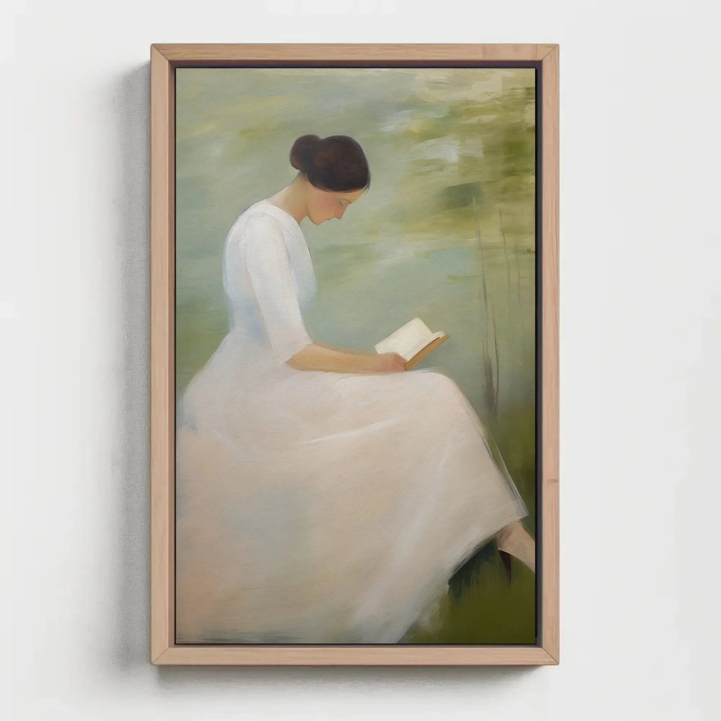 Woman Reading Book - Impressionist Oil Painting - Wall Decor - Woman Reading a Book Minimalist Art - Home Library Wall Decor Wall Art – Canvas Print