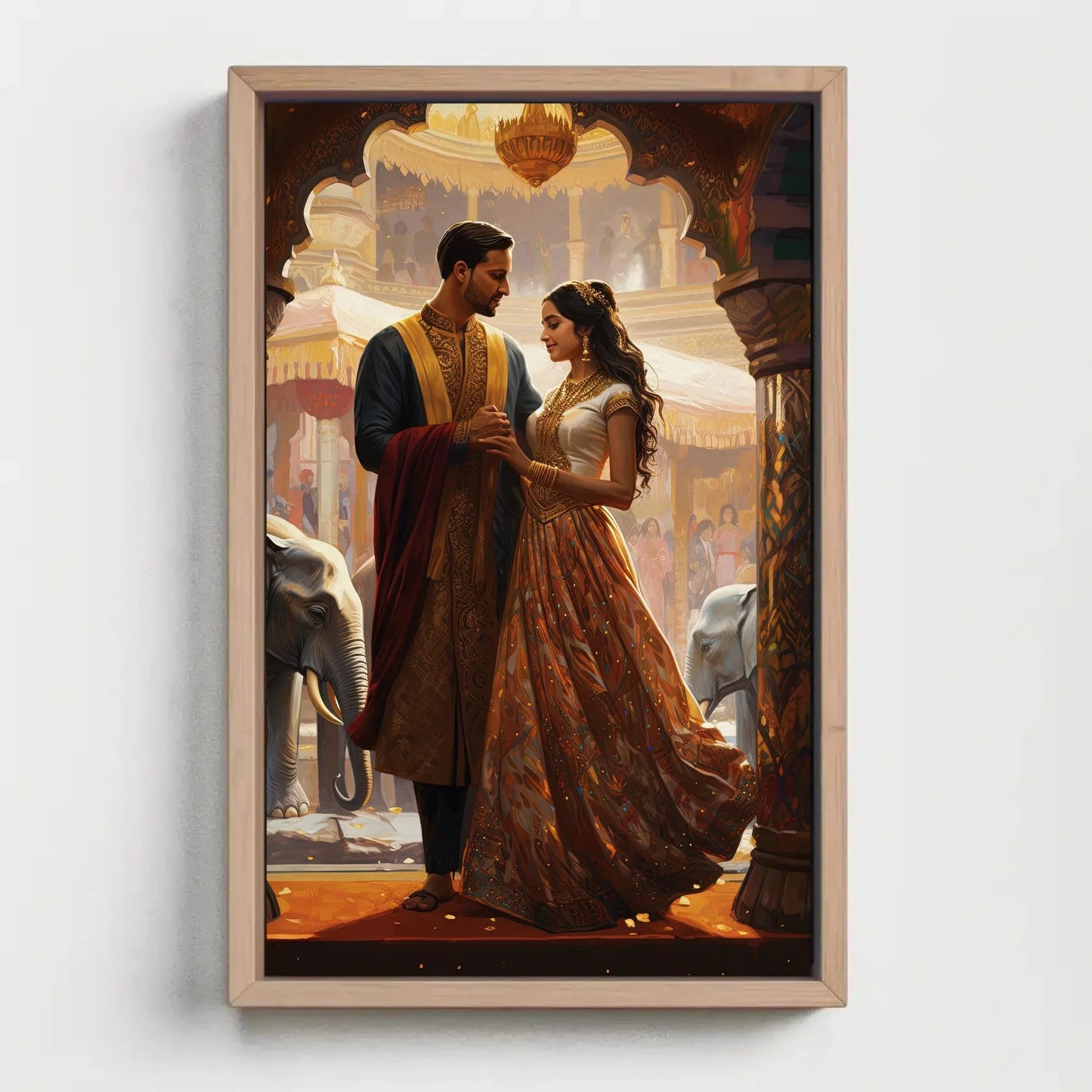 Indian Marriage Indian Couple Wall Art | Extra-large Wall Art | Desi Art | South Asian Art I Indian Art | Indian Couple Gift | Antarmada Art Wall Art – Canvas Print