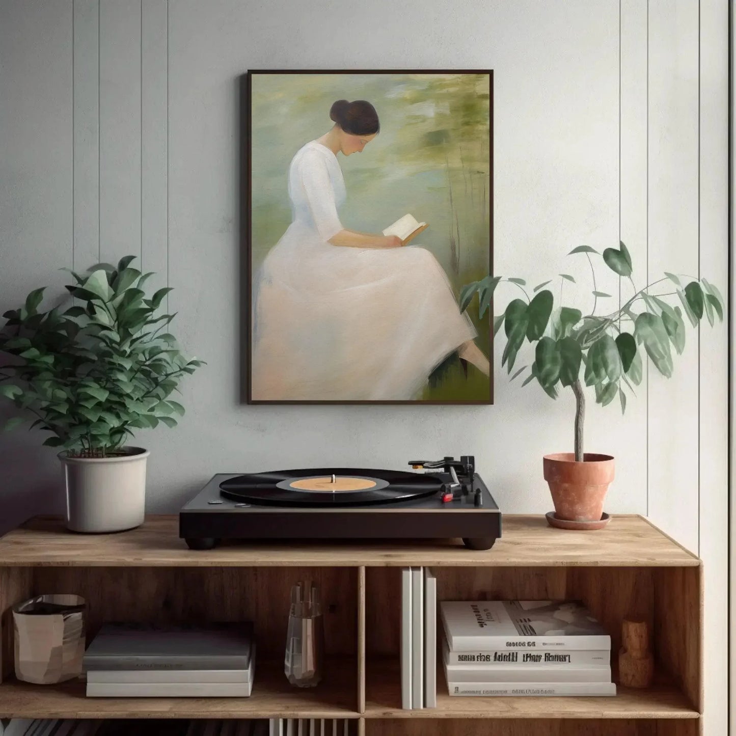 Woman Reading Book - Impressionist Oil Painting - Wall Decor - Woman Reading a Book Minimalist Art - Home Library Wall Decor Wall Art – Canvas Print