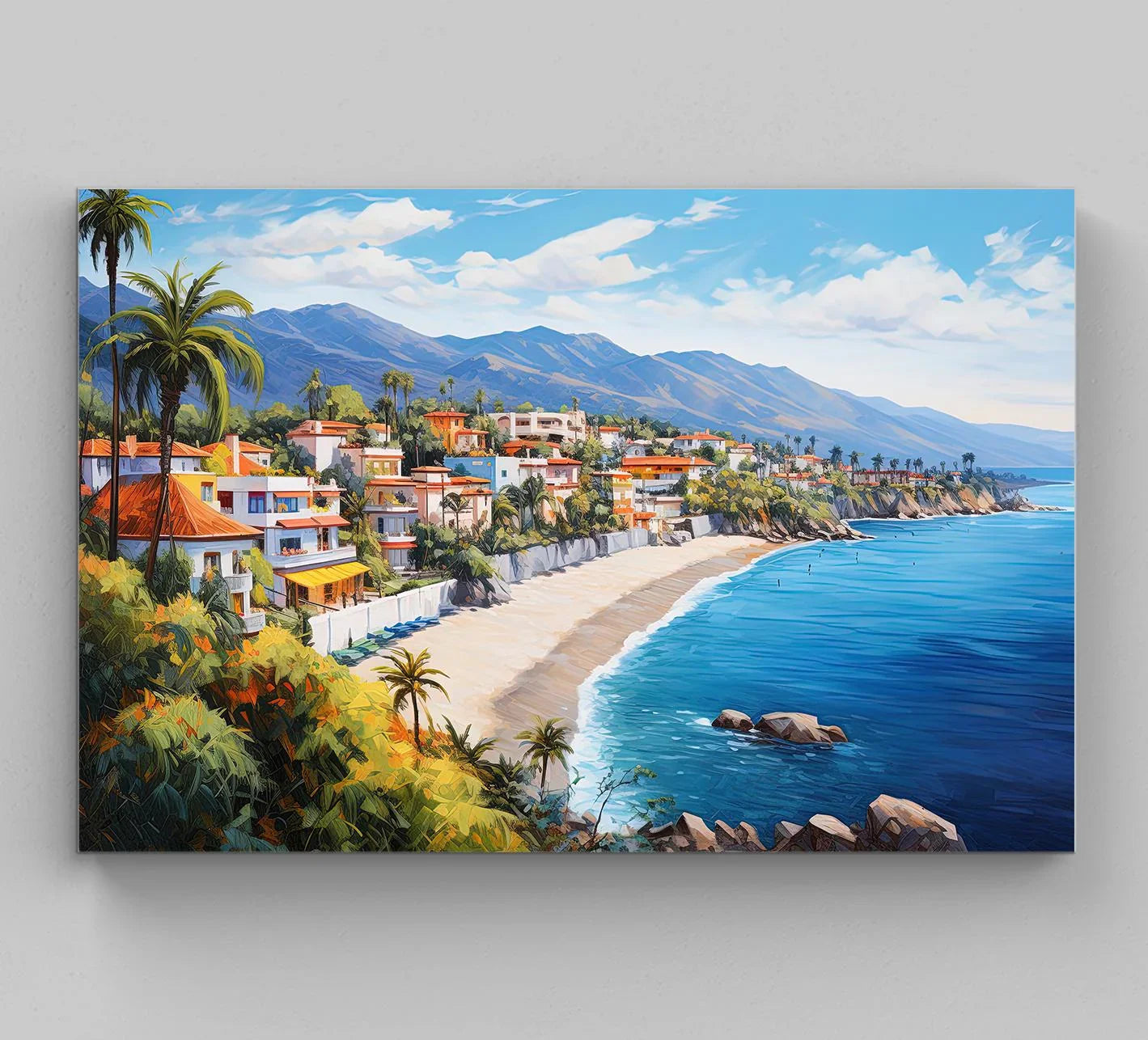 Puerto Vallarta Wall Art, Large Canvas Print, Puerto Vallarta Poster, Puerto Vallarta Painting, Puerto Vallarta art, Mexico Art Mexican Gift Wall Art – Canvas Print