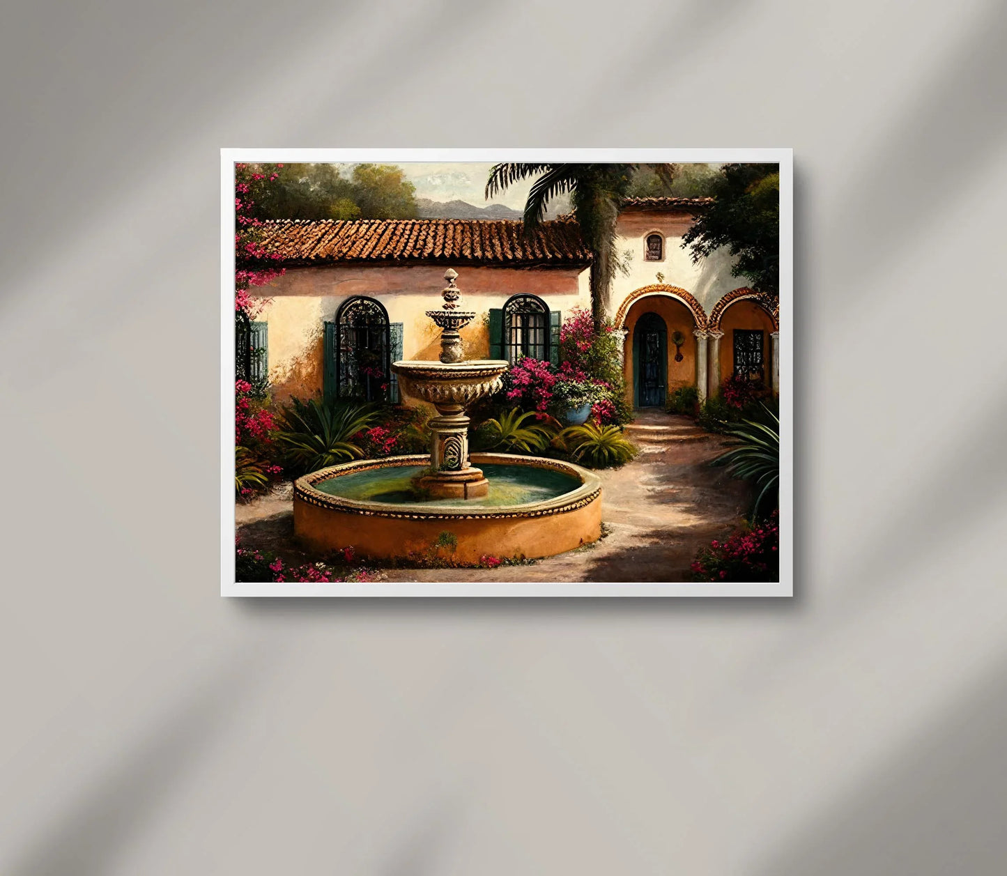 Mexican Villa Art Print, Mexican Painting, Mexican Art Canvas, Mexican Decor, Home Decor, Mexico Wall Art Print, Mexican Living Room Decor Wall Art – Canvas Print