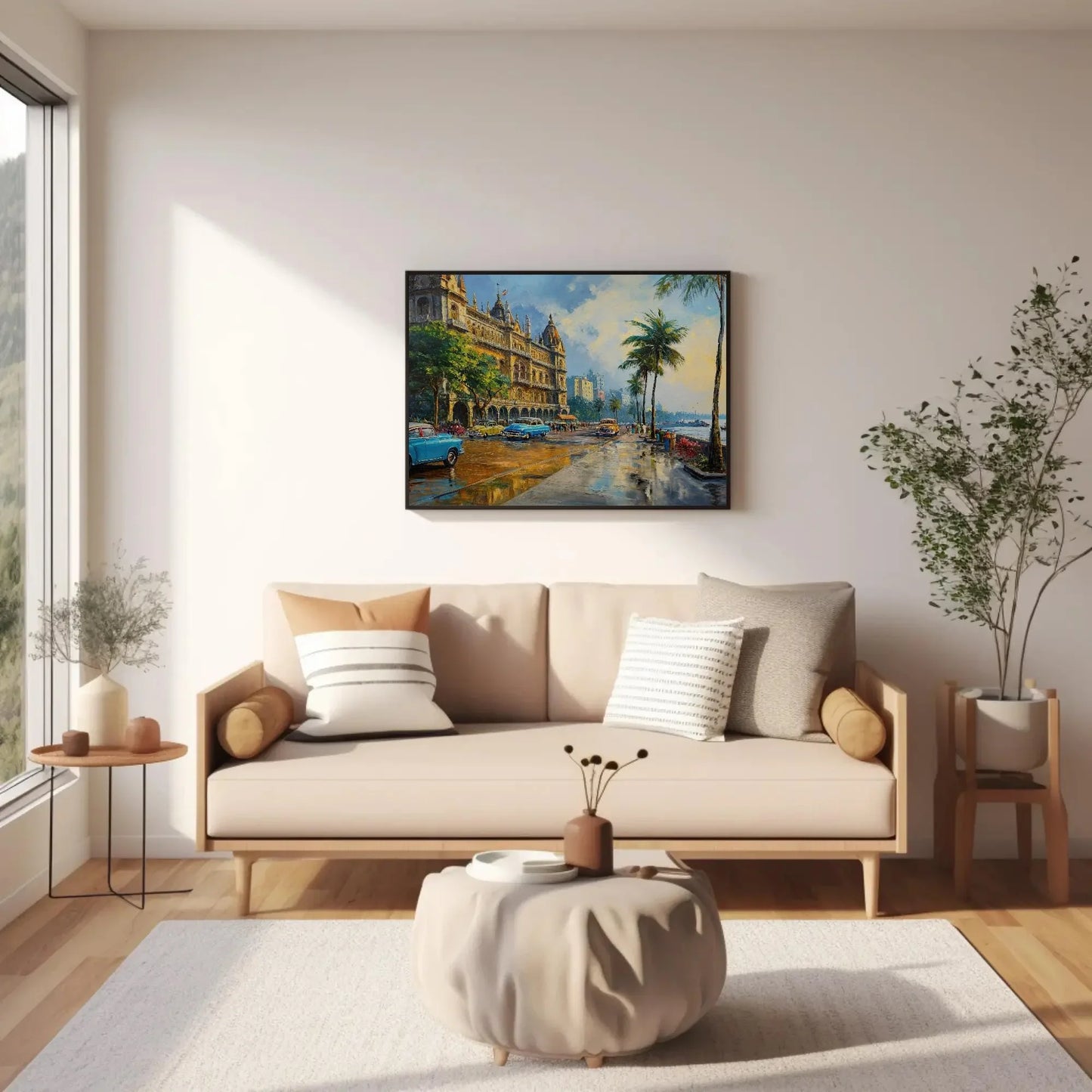 Mumbai Costal Canvas Print, Mumbai Painting, Indian Wall Decor, Bombay Painting, Over the bed decor, Ready To Hang Wall Art – Canvas Print