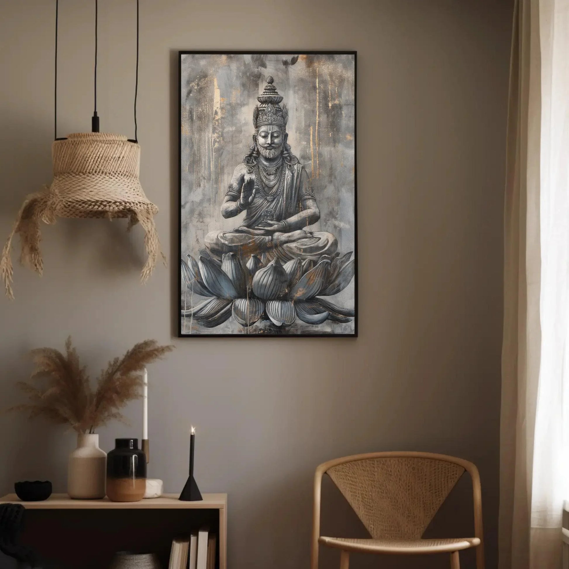 Brahma The Creator Painting on Large Canvas or Poster, Hindu Wall Art, Indian Painting, Indian God of Creation, Indian Home Decor, Spiritual Wall Art – Canvas Print