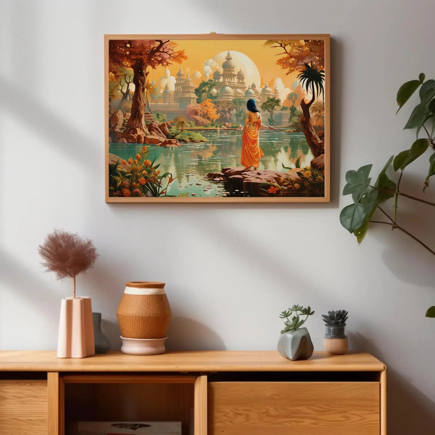 Beautiful Indian Fantasy City Modern Print | Extra-large Wall Art | Desi Art | South Asian Art I Indian Art | Canvas Print | Antarmada Art Wall Art – Canvas Print