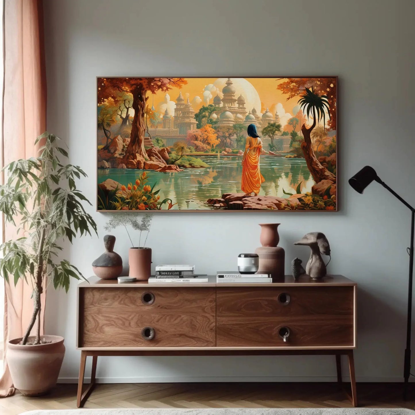 Beautiful Indian Fantasy City Modern Print | Extra-large Wall Art | Desi Art | South Asian Art I Indian Art | Canvas Print | Antarmada Art Wall Art – Canvas Print
