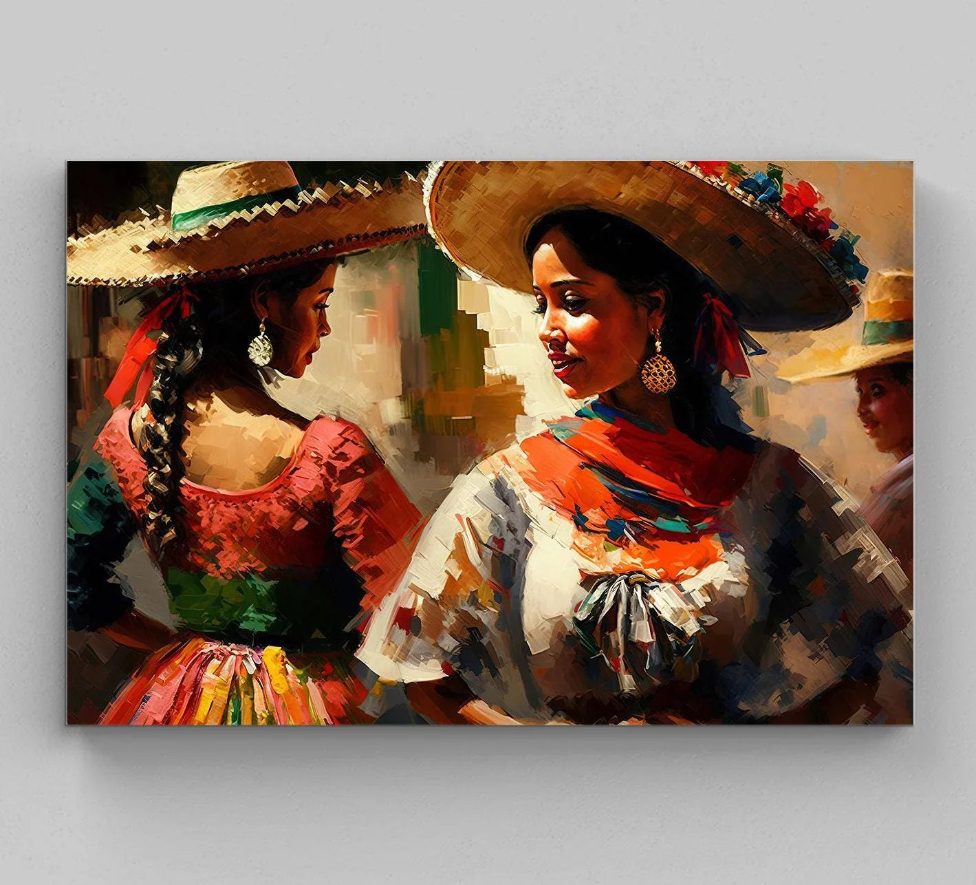Mexican Woman Dancing at Festival - Original Painting - Mexican Art - Mexican Home Decor - Mexican Wall Art - Mexican Gift Wall Art – Canvas Print