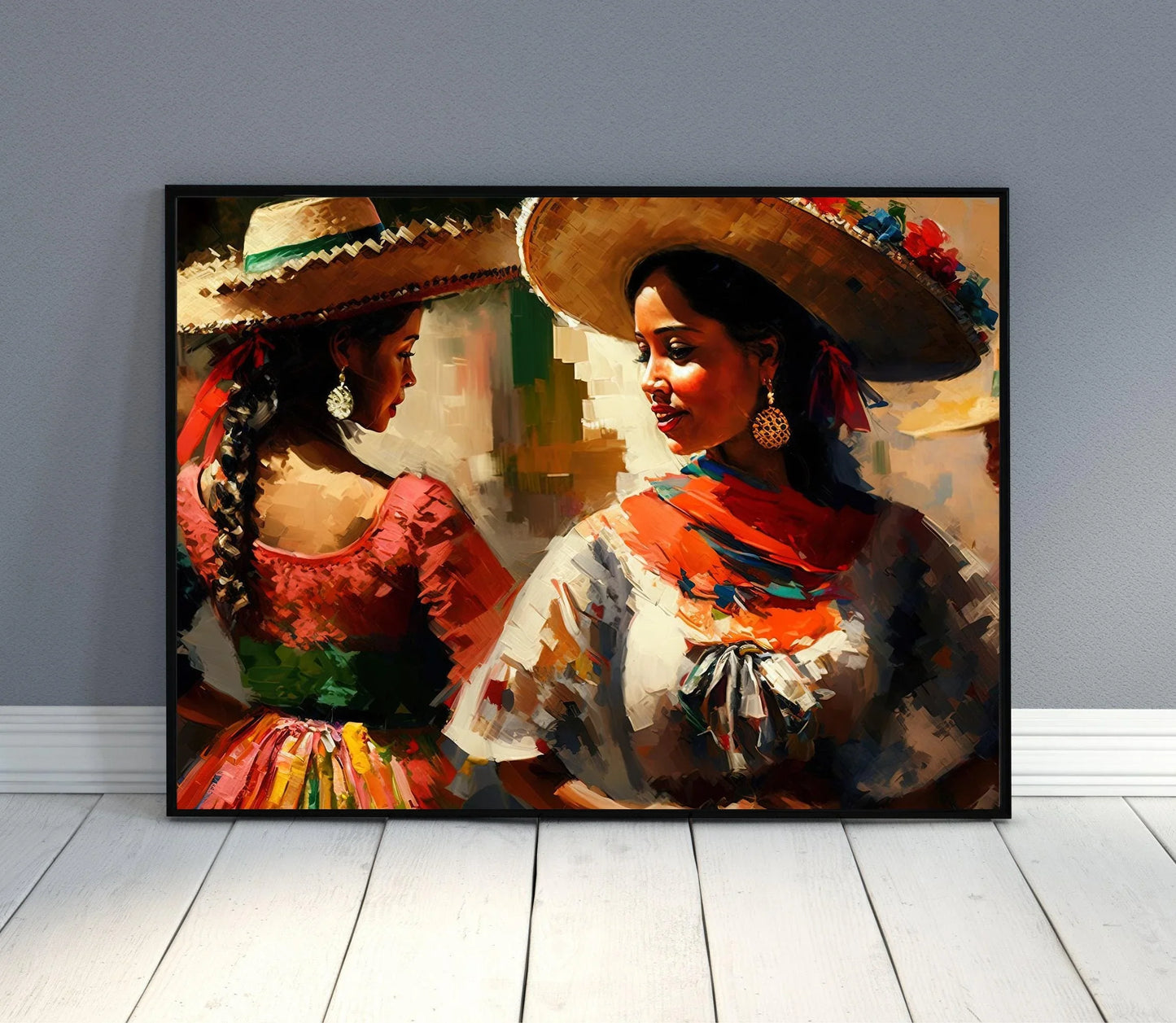Mexican Woman Dancing at Festival - Original Painting - Mexican Art - Mexican Home Decor - Mexican Wall Art - Mexican Gift Wall Art – Canvas Print