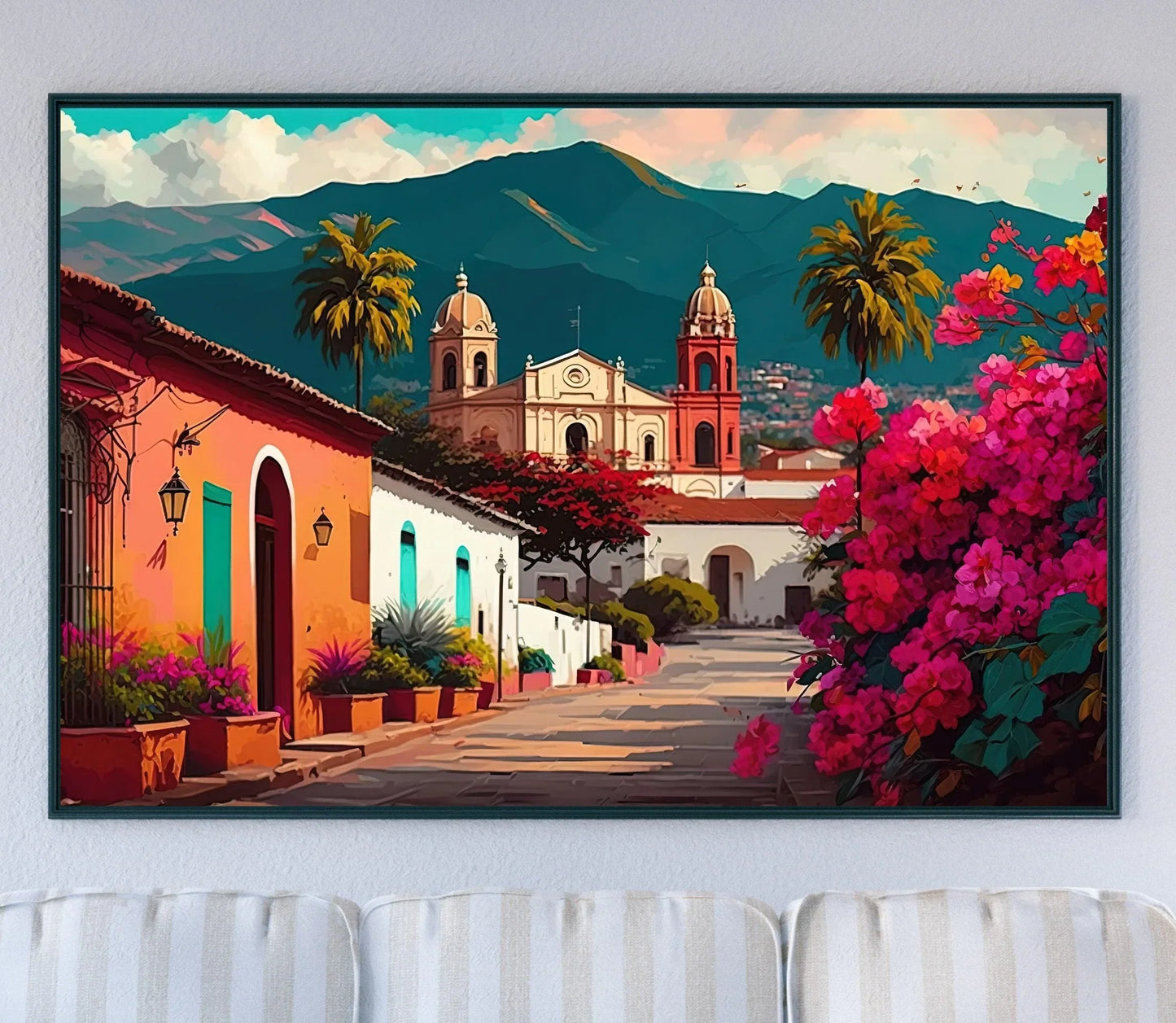 Mexican Village, Mexican Poster, Mexican Wall Art Decor, Floral Wall Print, Mexican Home Decor, Latin American Posters, South american decor Wall Art – Canvas Print