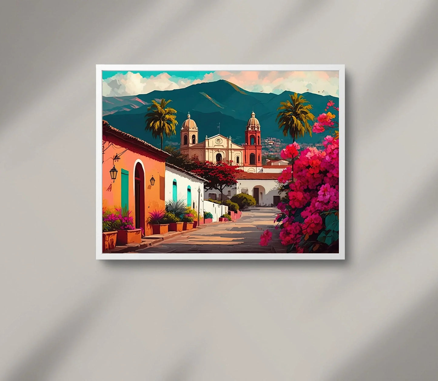 Mexican Village, Mexican Poster, Mexican Wall Art Decor, Floral Wall Print, Mexican Home Decor, Latin American Posters, South american decor Wall Art – Canvas Print