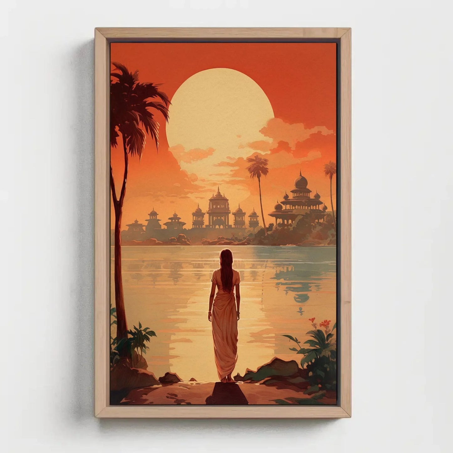 Sunset Retro Style India Print | Extra-large Wall Art | Retro Desi Art | South Asian Art I Indian Art | Indian Canvas Print | Antarmada Art Wall Art – Canvas Print
