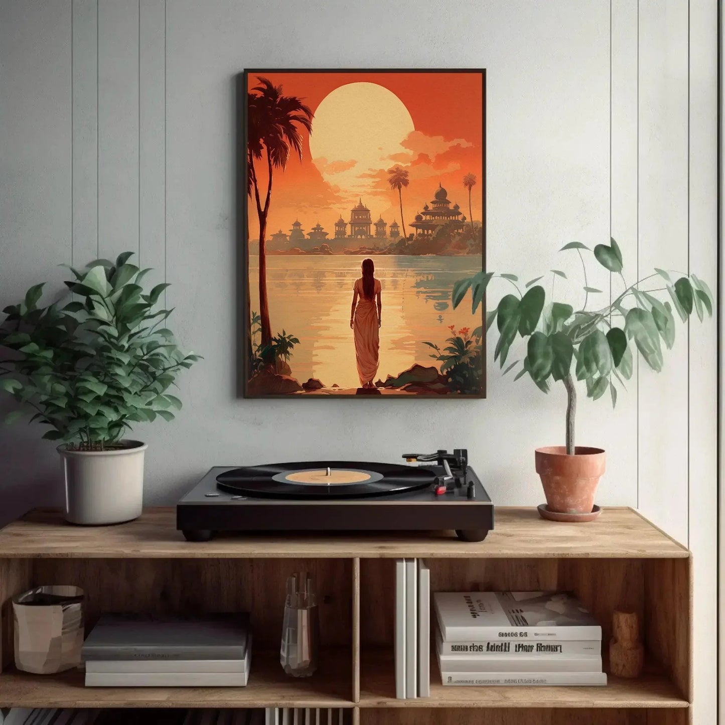 Sunset Retro Style India Print | Extra-large Wall Art | Retro Desi Art | South Asian Art I Indian Art | Indian Canvas Print | Antarmada Art Wall Art – Canvas Print