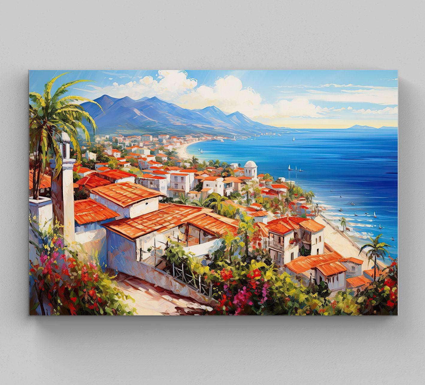 Puerto Vallarta Wall Art, Puerto Vallarta Poster, Mexican Painting, Puerto Vallarta Print, Mexico Travel Art, Mexican Gift, Canvas Print Wall Art – Canvas Print