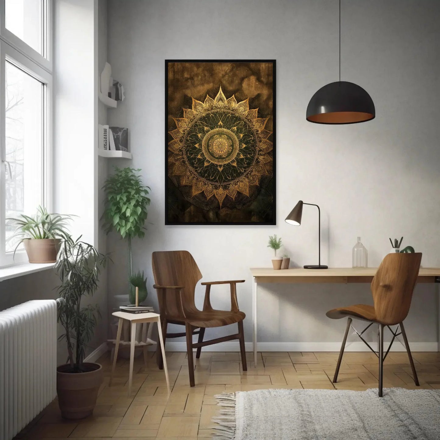 Golden Mandala Wall Art Large Canvas Yoga Spiritual Decor Indian Painting Meditation Wall Decor Ready To Hang Wall Art – Canvas Print