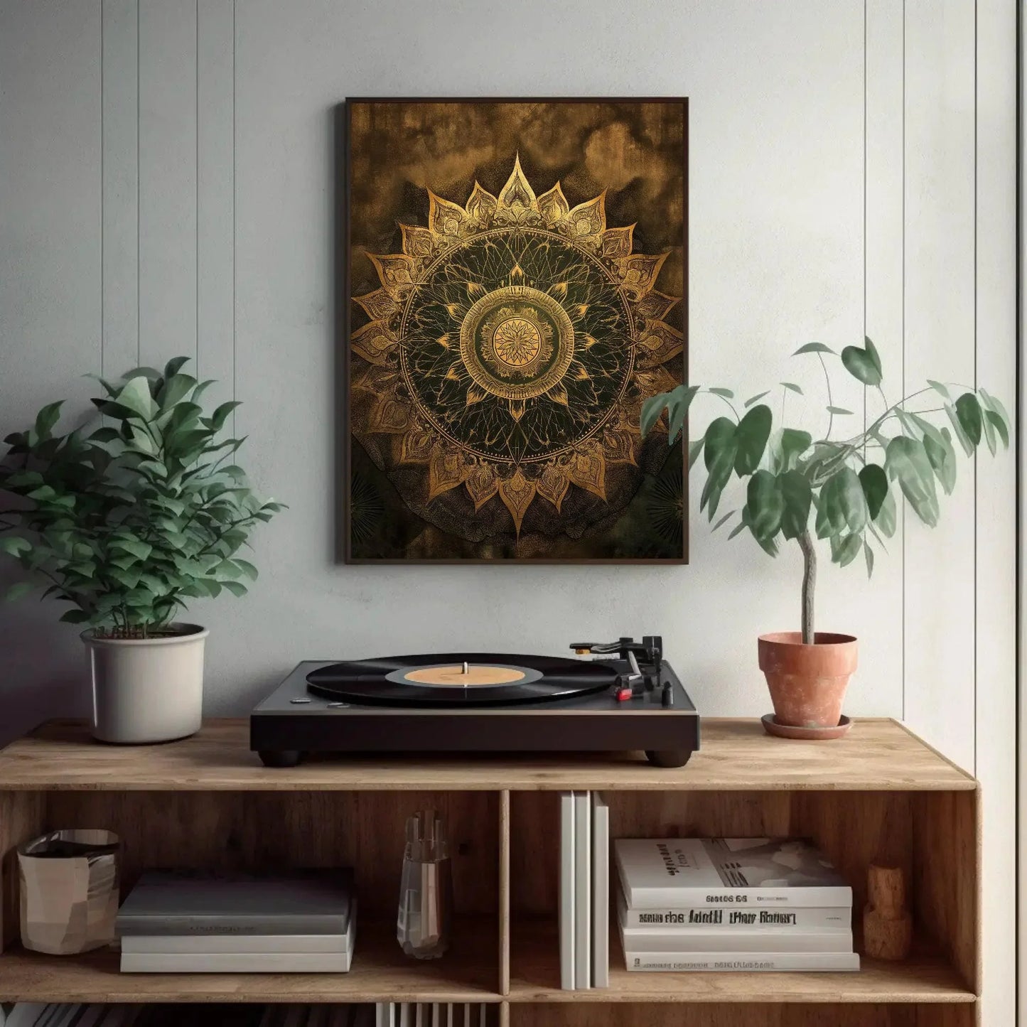 Golden Mandala Wall Art Large Canvas Yoga Spiritual Decor Indian Painting Meditation Wall Decor Ready To Hang Wall Art – Canvas Print