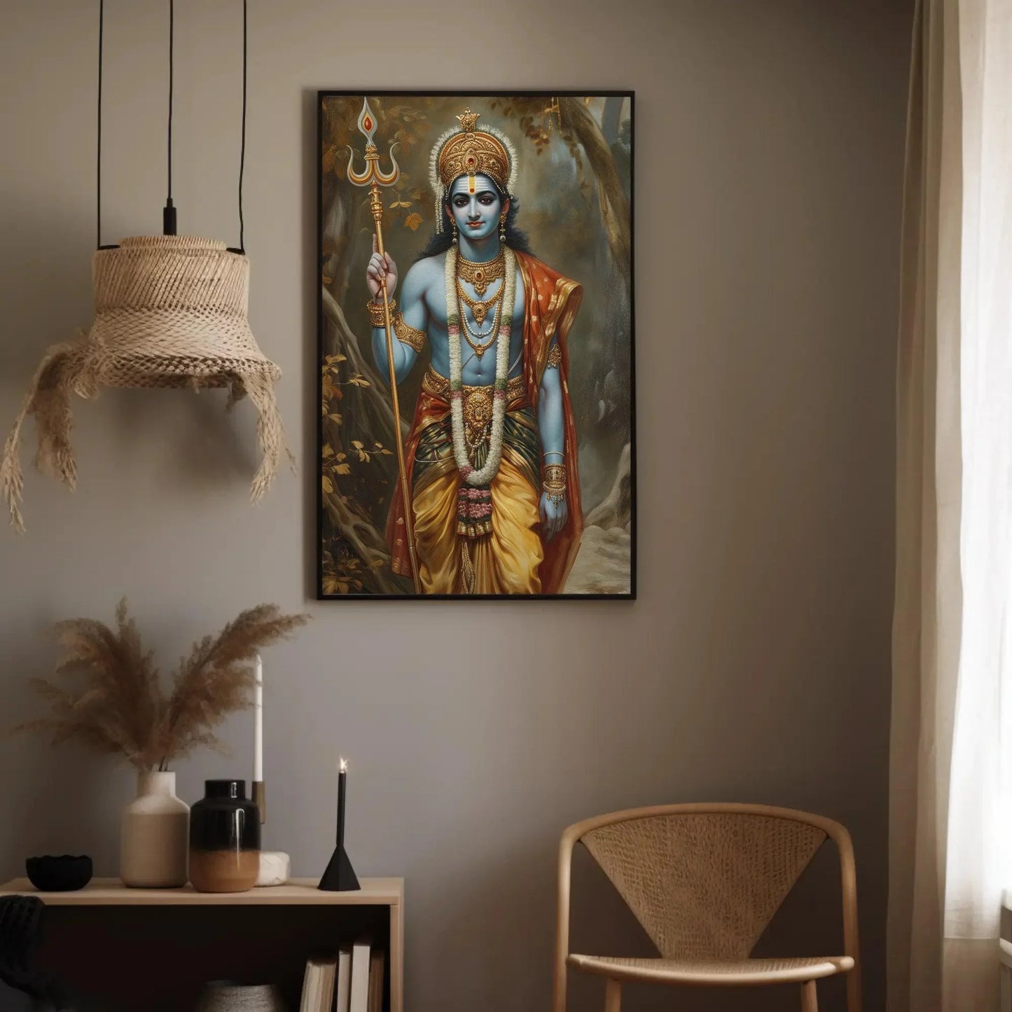 Shree Ram Canvas Print, Hindu Vedic Art featuring Lord Rama, Ramayana Indian God Print Indian Wall Decor, Ready to Hang Wall Art – Canvas Print