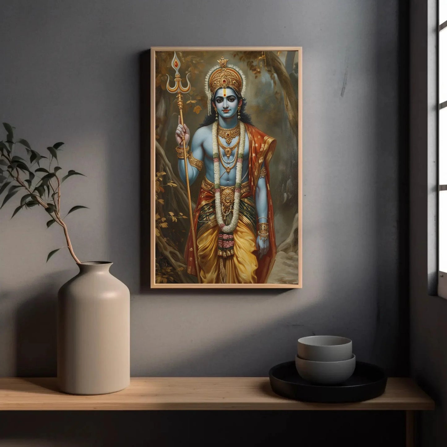 Shree Ram Canvas Print, Hindu Vedic Art featuring Lord Rama, Ramayana Indian God Print Indian Wall Decor, Ready to Hang Wall Art – Canvas Print