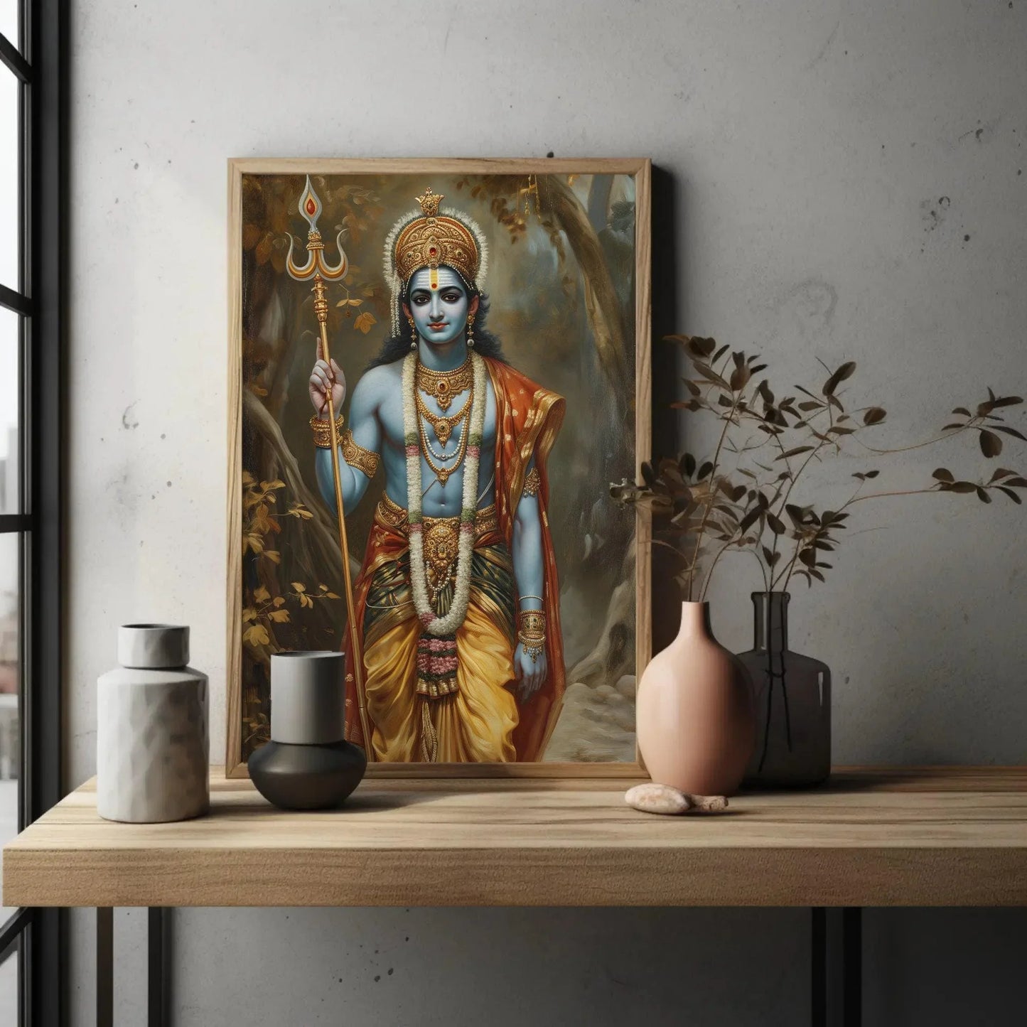 Shree Ram Canvas Print, Hindu Vedic Art featuring Lord Rama, Ramayana Indian God Print Indian Wall Decor, Ready to Hang Wall Art – Canvas Print