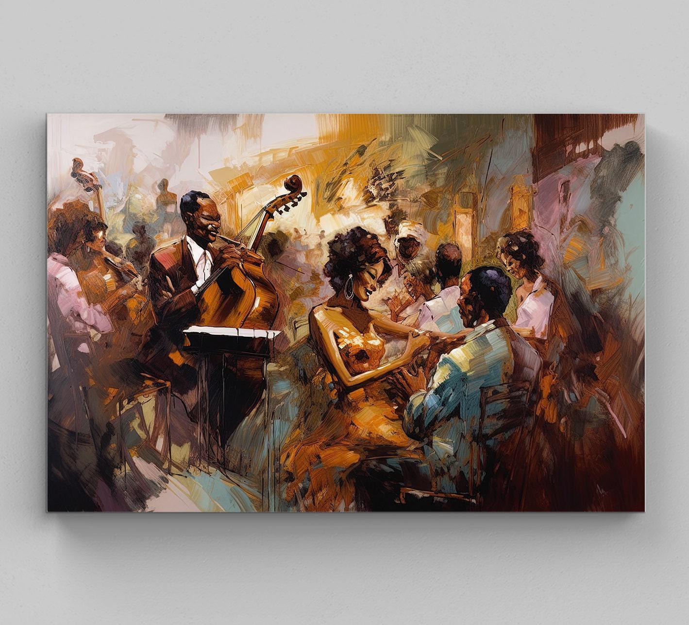 Abstract Painting - African Wall Art - African Women Art - Jazz Canvas Art - Framed Canvas - Black Art - African American Art, Abstract Art Wall Art – Canvas Print