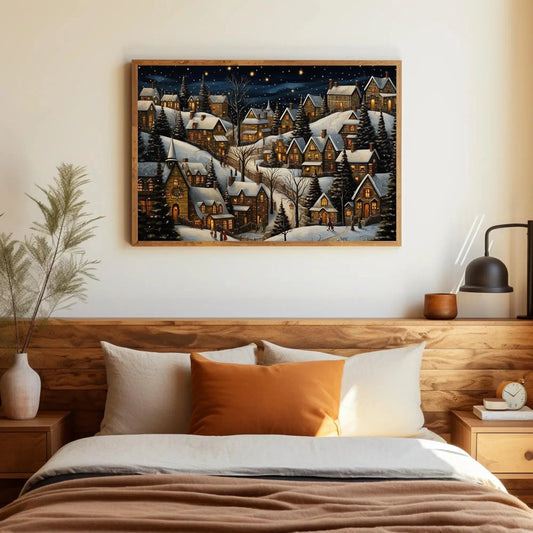 Christmas Town Canvas Print - Christmas Winter Wall Art - Christmas Eve Over the Mantel Decor - Christmas Gift Wall Art – Canvas Print