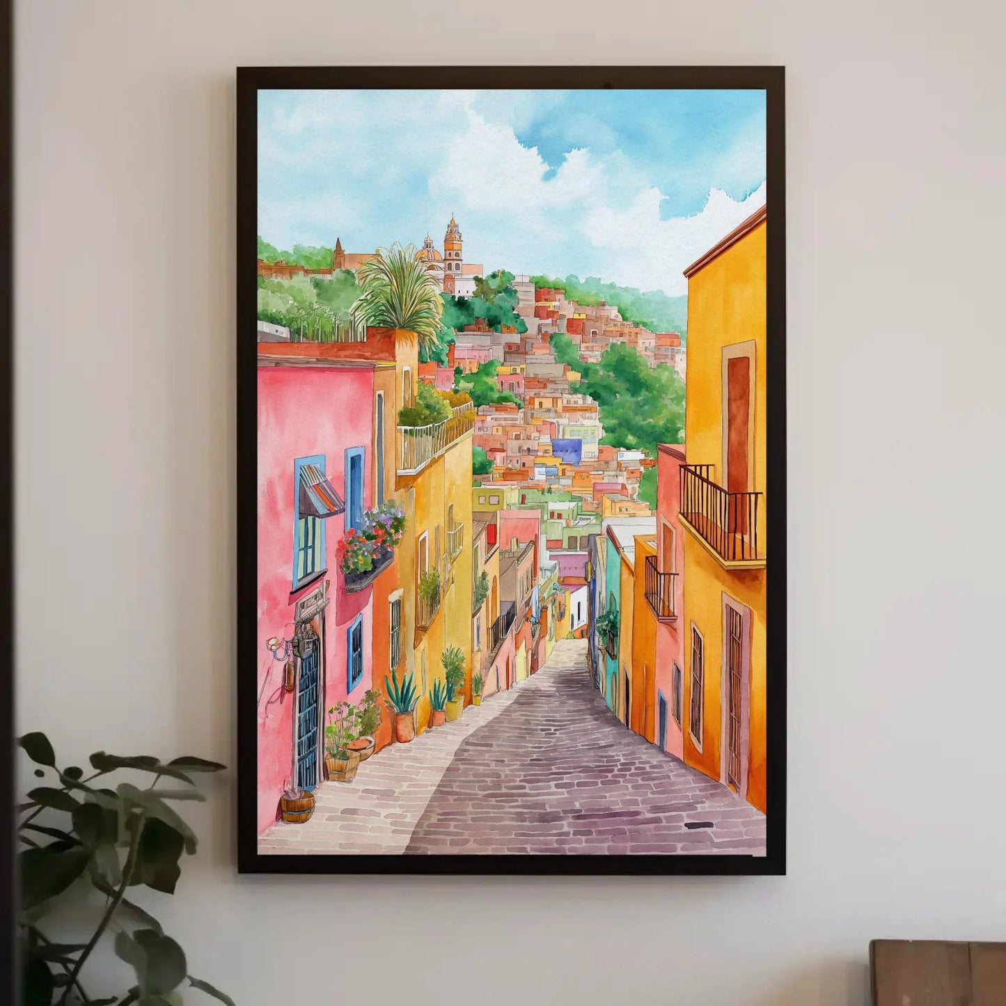 Guanajuato Watercolor Poster and Canvas Print Mexico Travel Art Mexican Wall Art Mexican Street Art Ready To Hang Wall Art – Canvas Print
