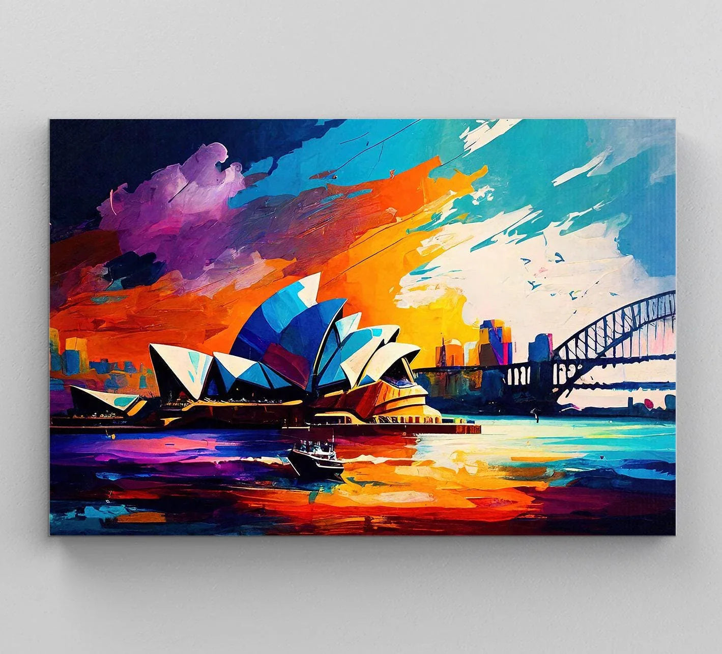 Sydney Print, Sydney Skyline, Oil Painting Canvas Wall Art, Sydney travel print, Sydney painting, Opera House Poster, Sydney Wall Art Wall Art – Canvas Print
