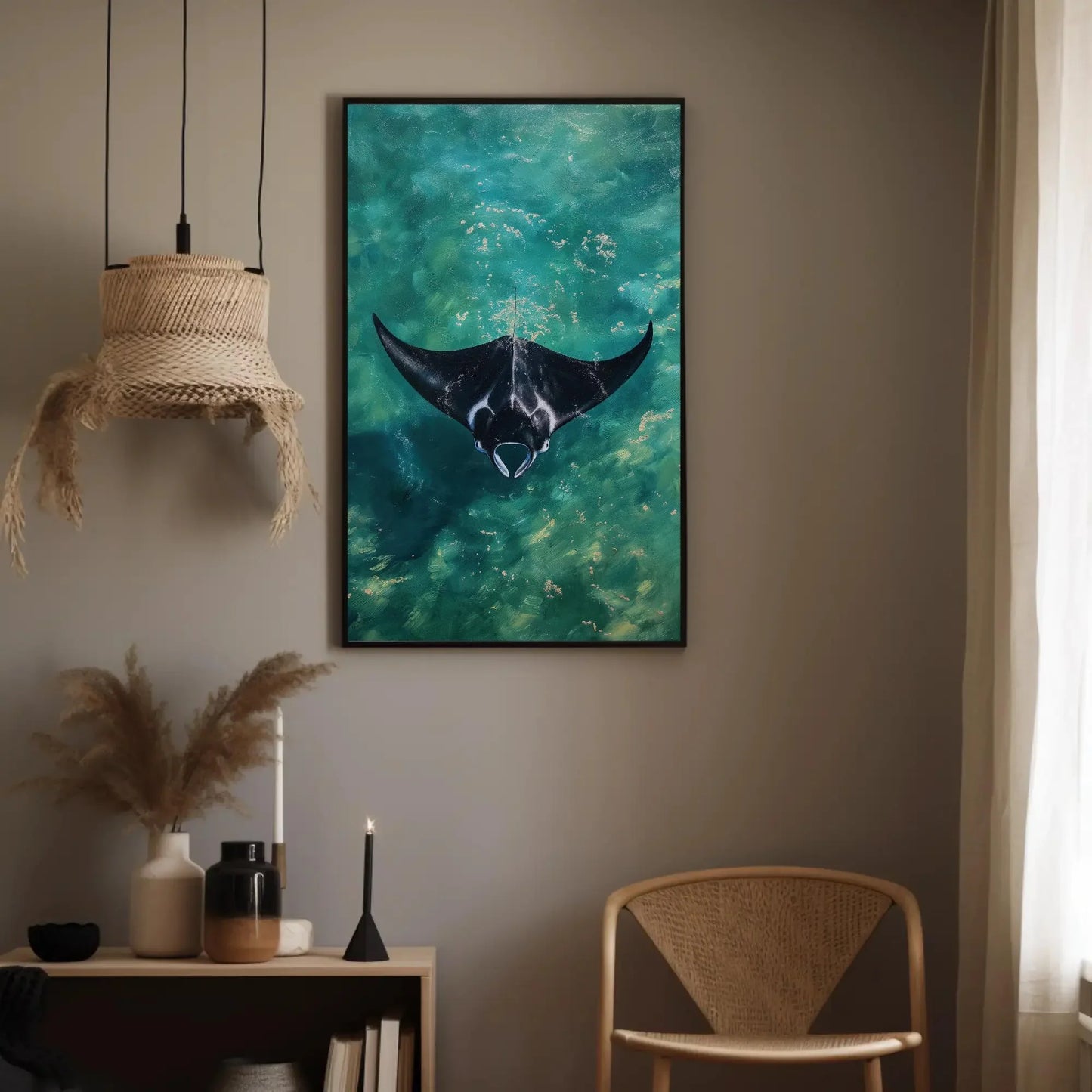 Manta Ray Oil Painting Canvas Print, Manta Ray Wall Art, Marine Wall Art, Fish painting, Fish Wall Art, Ocean Wall Decor, Beach house Canvas Wall Art – Canvas Print