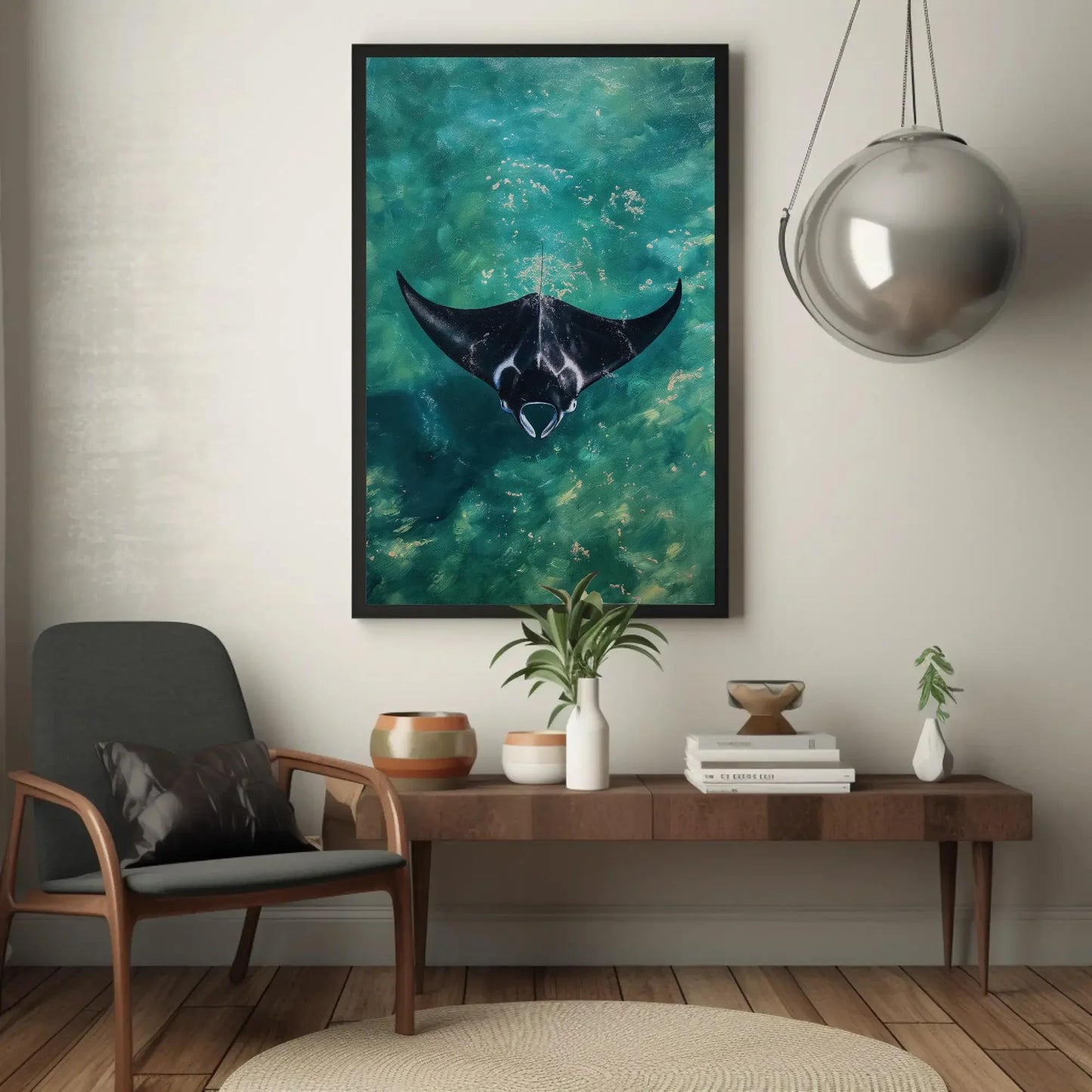 Manta Ray Oil Painting Canvas Print, Manta Ray Wall Art, Marine Wall Art, Fish painting, Fish Wall Art, Ocean Wall Decor, Beach house Canvas Wall Art – Canvas Print