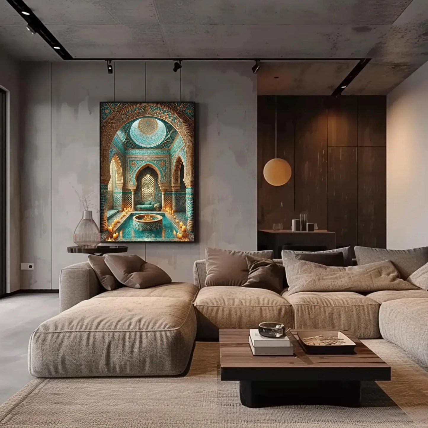Moroccan Bathhouse Vertical Canvas Print | Traditional Moroccan Wall Art | Elegant Islamic Decor | Cultural Bathroom Artwork | Ready to Hang Wall Art – Canvas Print