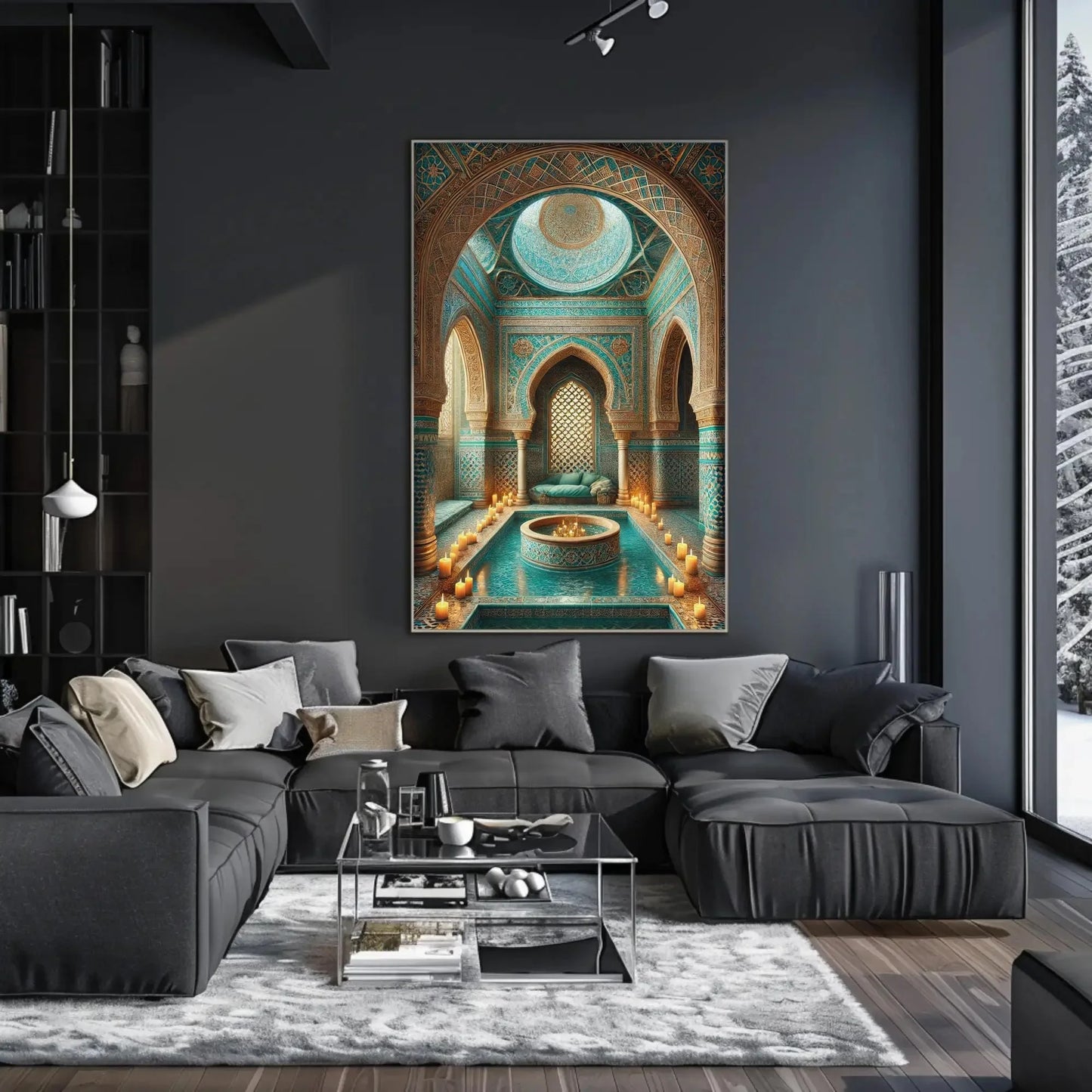 Moroccan Bathhouse Vertical Canvas Print | Traditional Moroccan Wall Art | Elegant Islamic Decor | Cultural Bathroom Artwork | Ready to Hang Wall Art – Canvas Print