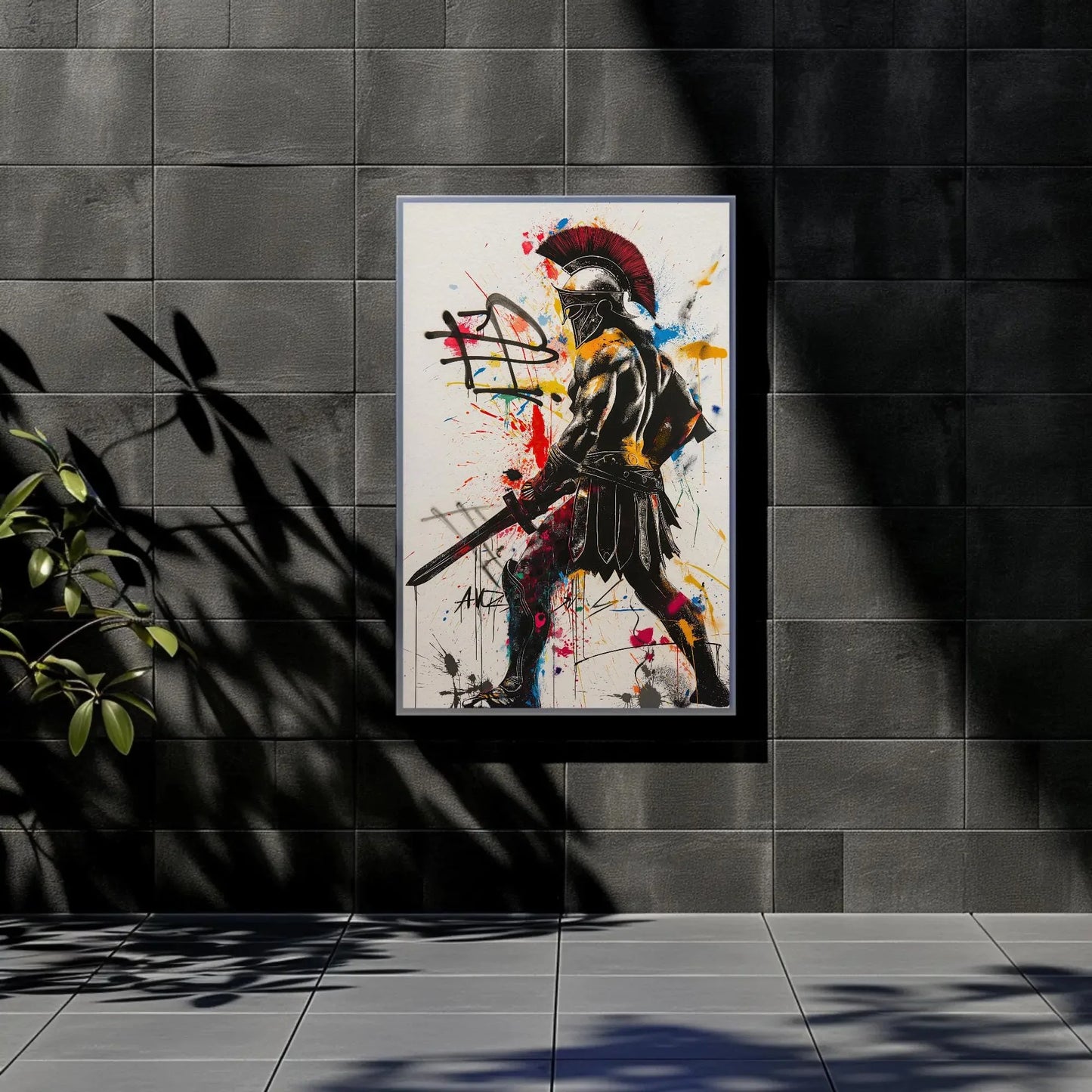 Greek warrior Graffiti Canvas Print, Warrior Wall Art, Game Room Decor, Man Cave Decor, Gift for him, Boys Room Decor, Spartans, Canvas Art Wall Art – Canvas Print