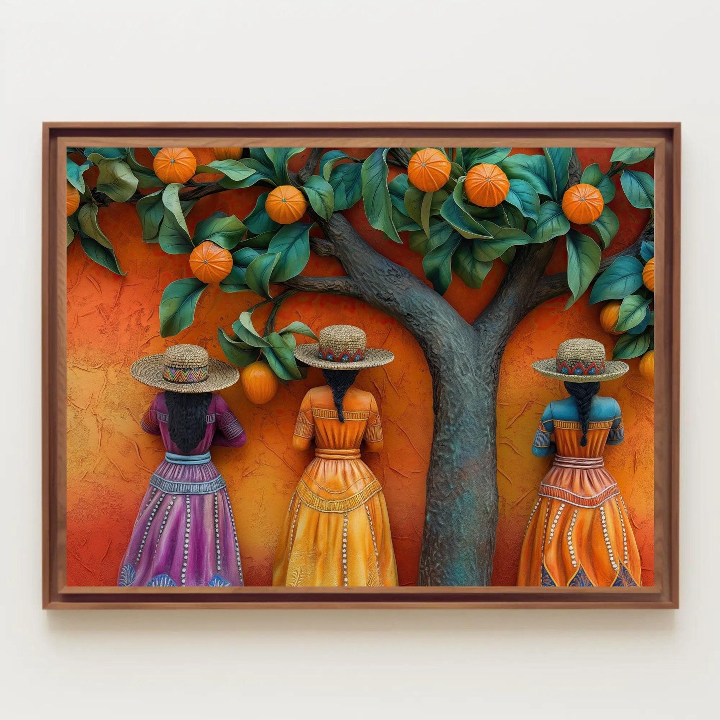Mexican 3D illusion Wall Car Large Canvas Decor Mexico Art Mexican Woman Wall Decor Mexican Art Ready To Hang Wall Art – Canvas Print