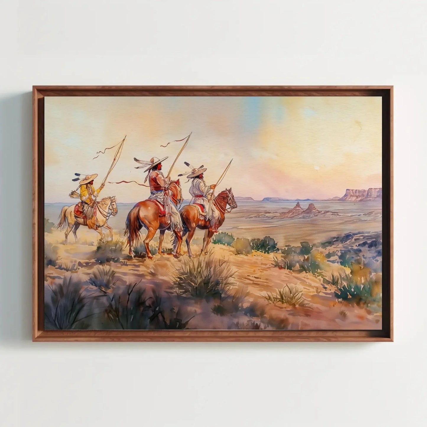 Indigenous Tribes In Desert Painting, Framed Canvas Wall Art, Native American Painting, Indigenous Tribe, American Indian Wall Decor Wall Art – Canvas Print