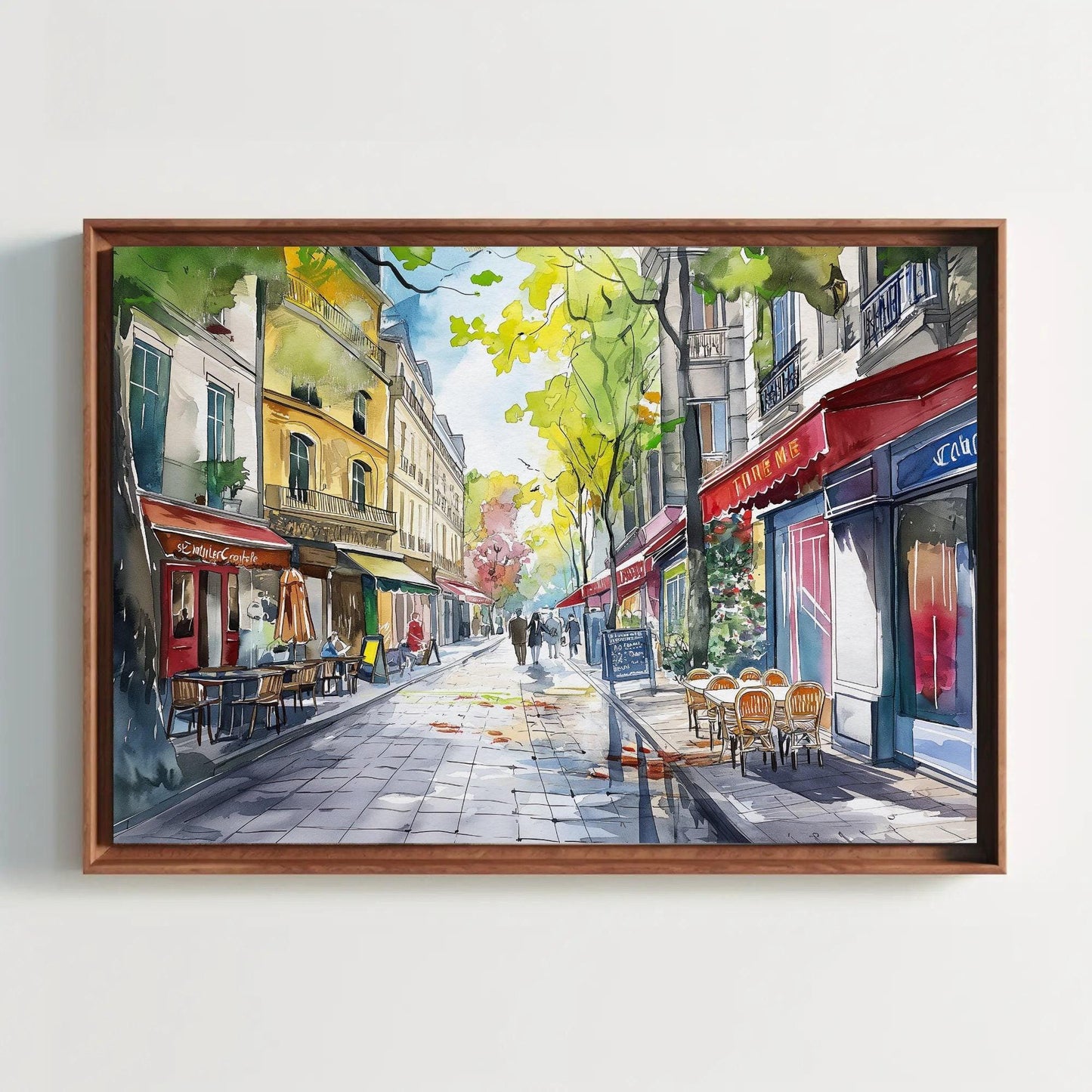 Paris Street Scene Canvas Print, Framed French Art Poster, Charming Wall Decor, Ready to Hang, Perfect for Living Room or Office Wall Art – Canvas Print
