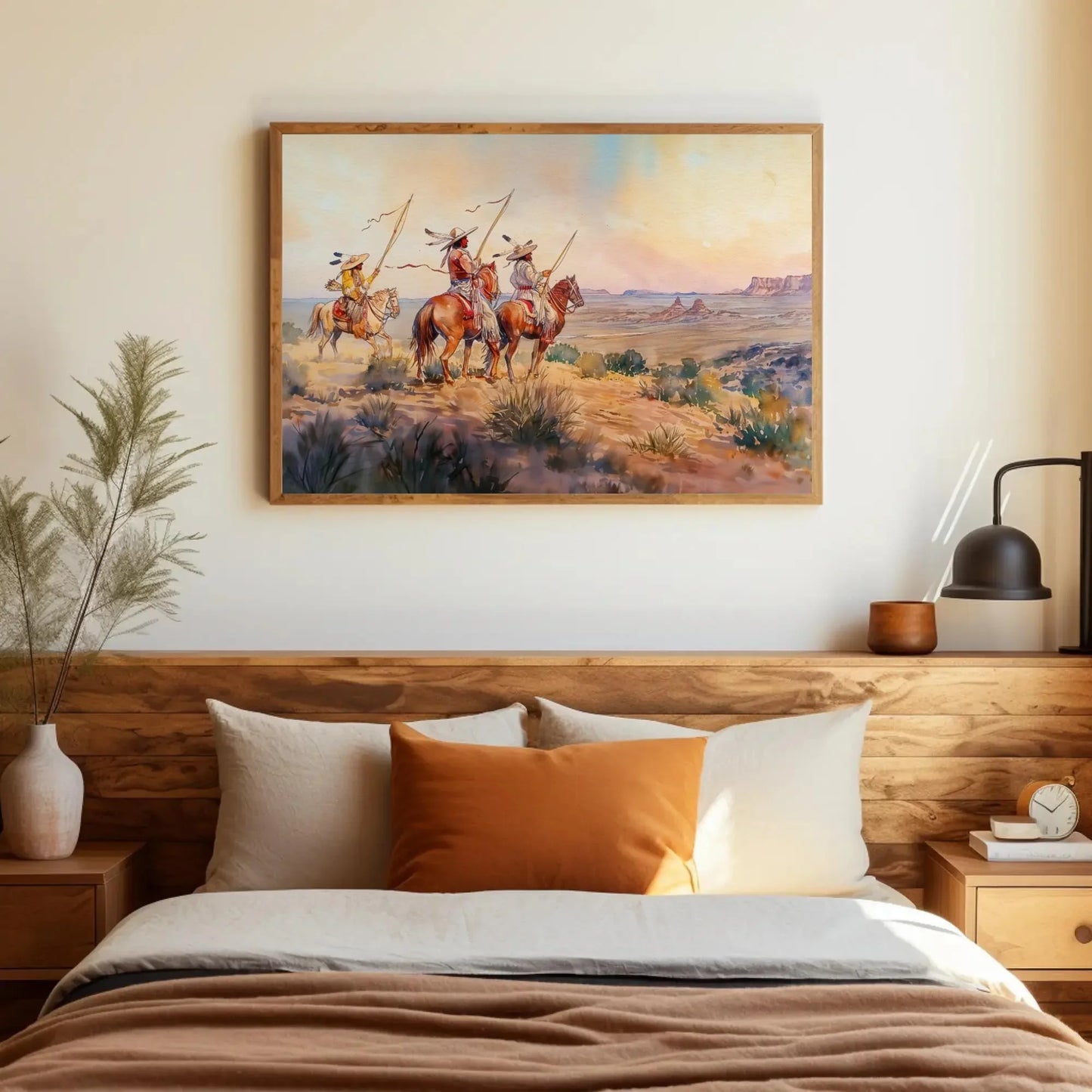 Indigenous Tribes In Desert Painting, Framed Canvas Wall Art, Native American Painting, Indigenous Tribe, American Indian Wall Decor Wall Art – Canvas Print