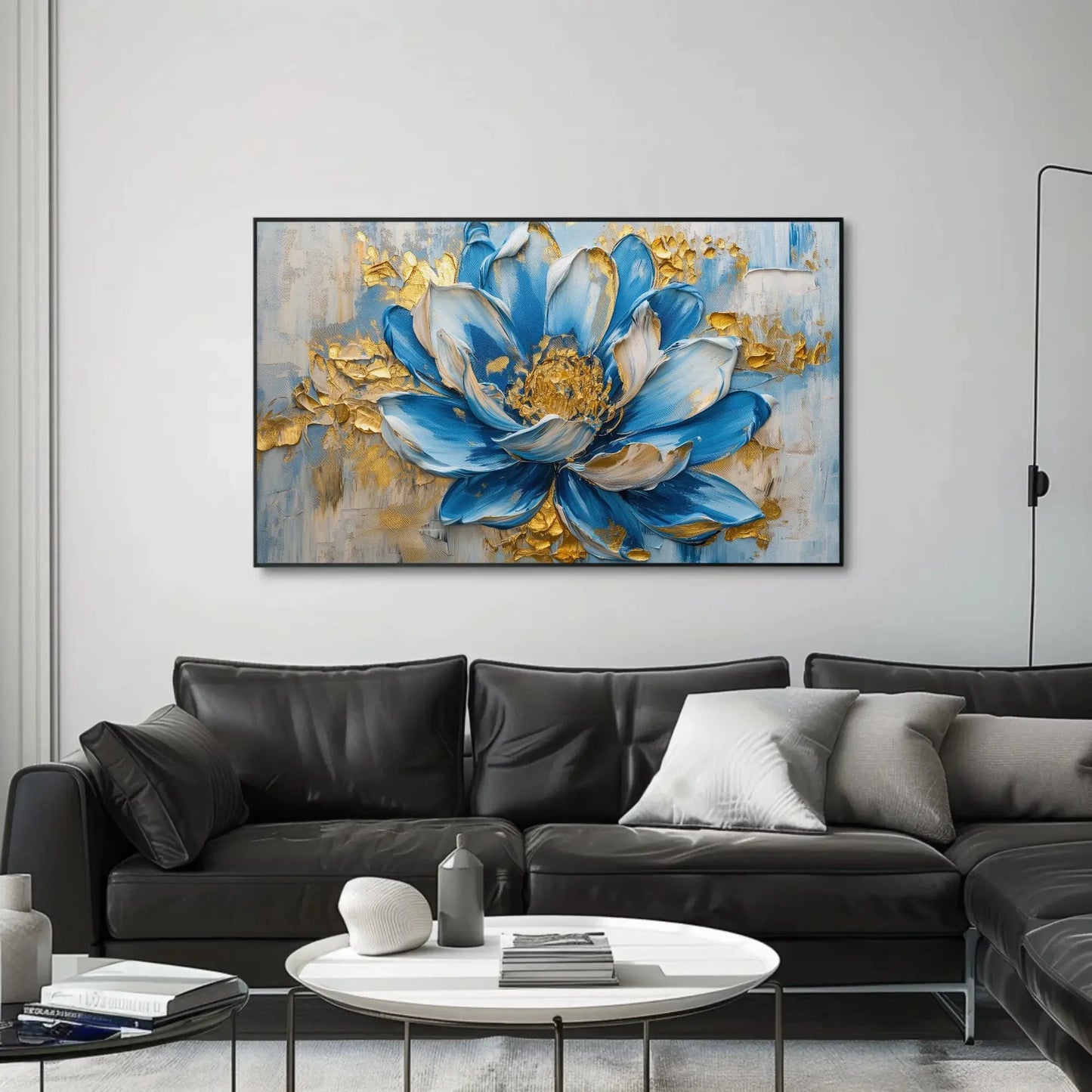 Blue Flower Bloom Canvas Painting, Framed Print, Floral Art Poster, Beautiful Wall Decor, Ready to Hang, Perfect for Living Room or Bedroom Wall Art – Canvas Print