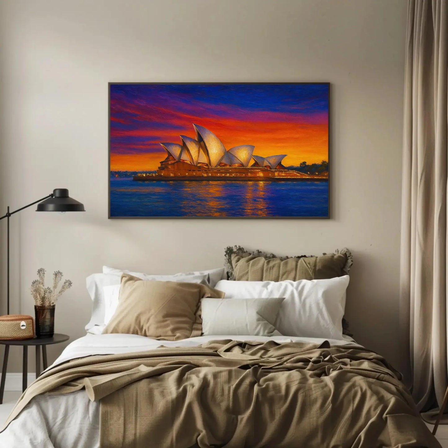 Sydney Opera House Sunset – Vibrant Australia Harbor Scene Canvas – Iconic Landmark Cityscape Painting for Modern Wall Decor Wall Art – Canvas Print