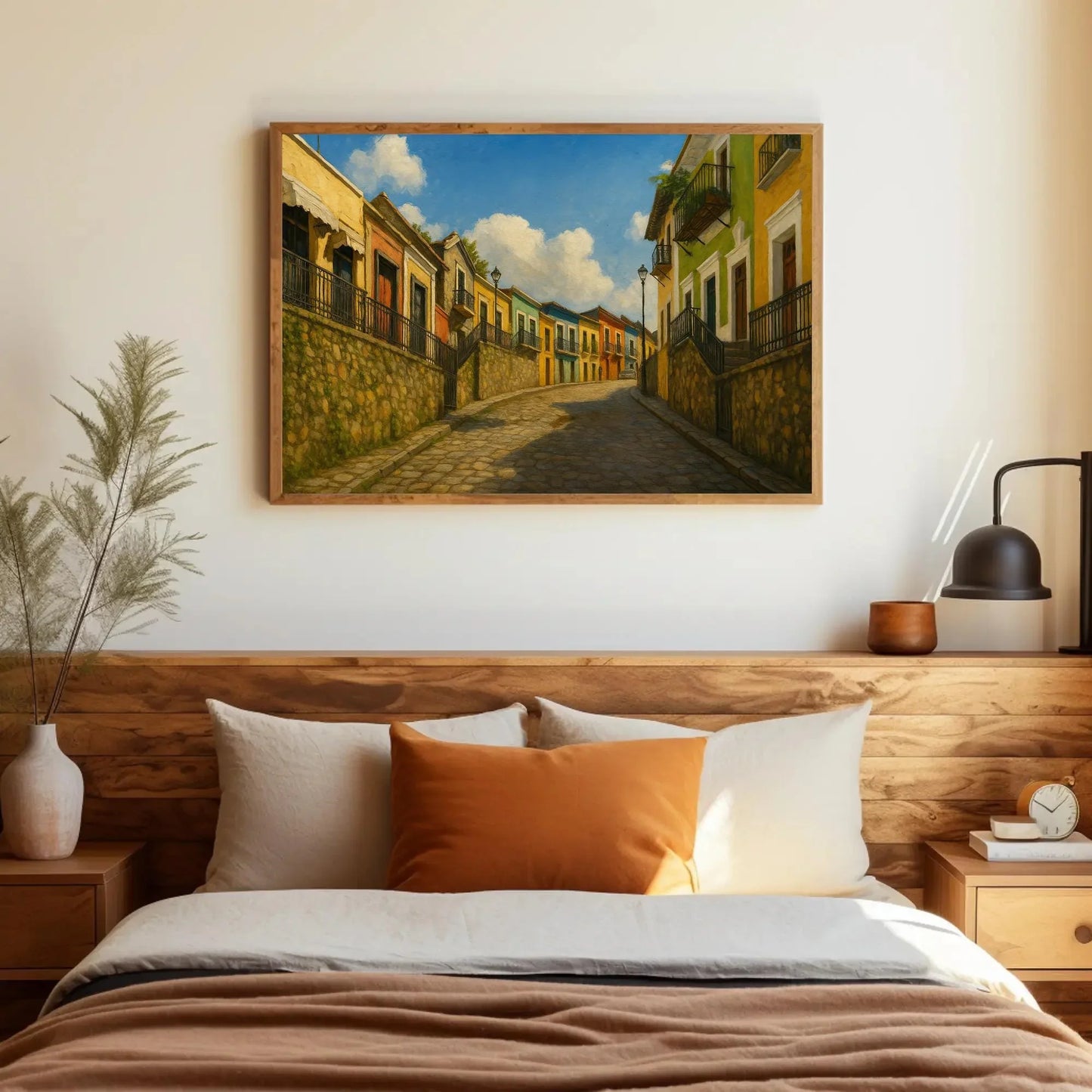 Colorful Colonial Zone Street in Santo Domingo Wall Art Canvas Print with Vibrant Historic Architecture and Cobblestone Alley Scene Wall Art – Canvas Print