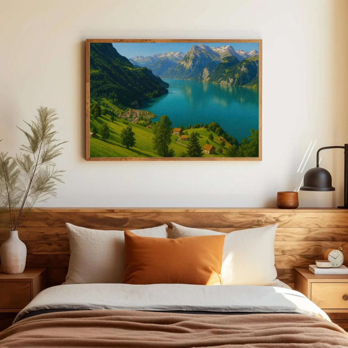 Lake Lucerne Switzerland Scenic View Canvas Wall Art Alpine Mountain Village Landscape Print for Nature and Travel Lovers Wall Art – Canvas Print