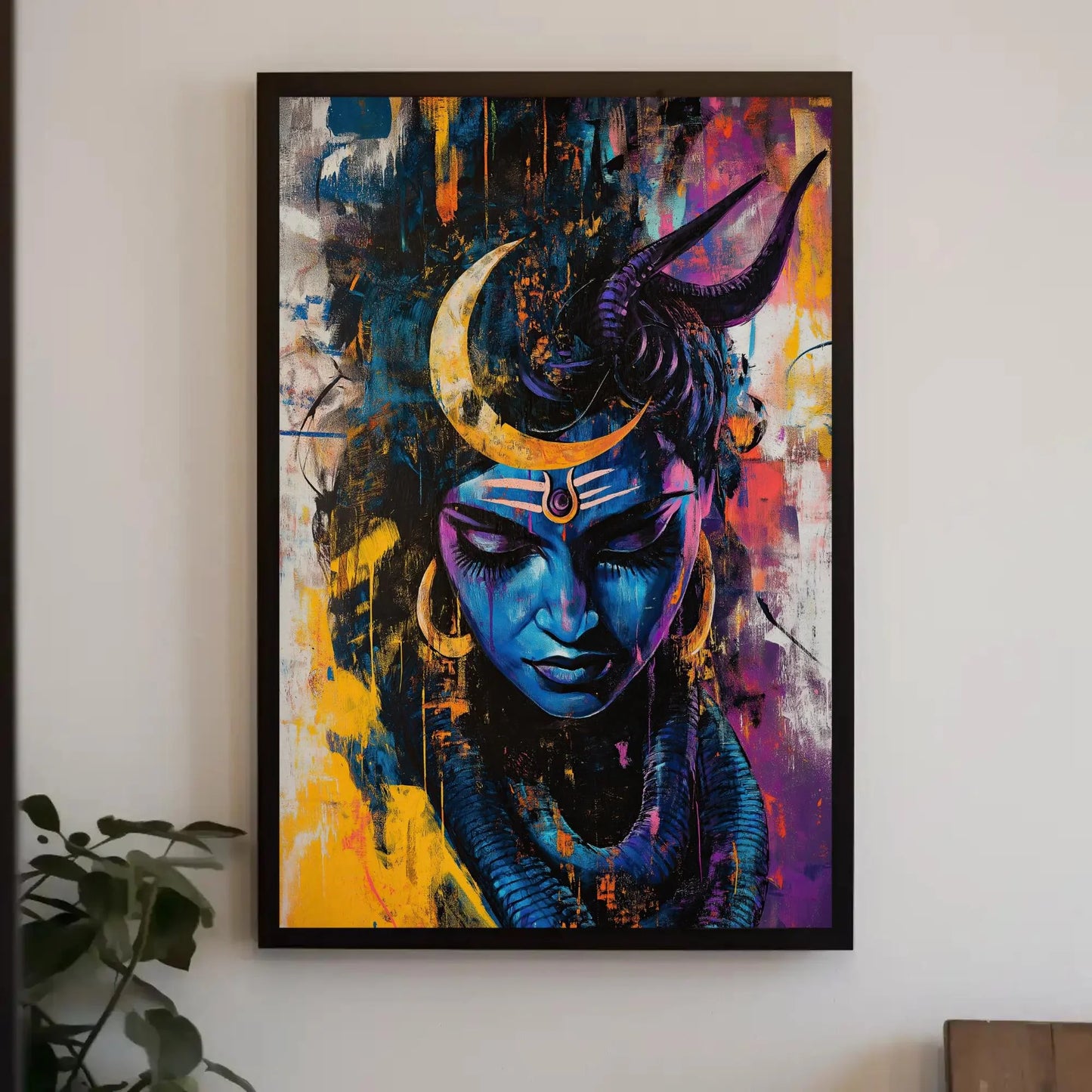Shiva Abstract Canvas Print, Modern Hindu God Wall Art, Spiritual Indian Decor, Divine Lord Shiva Painting, Ready to Hang Wall Art – Canvas Print