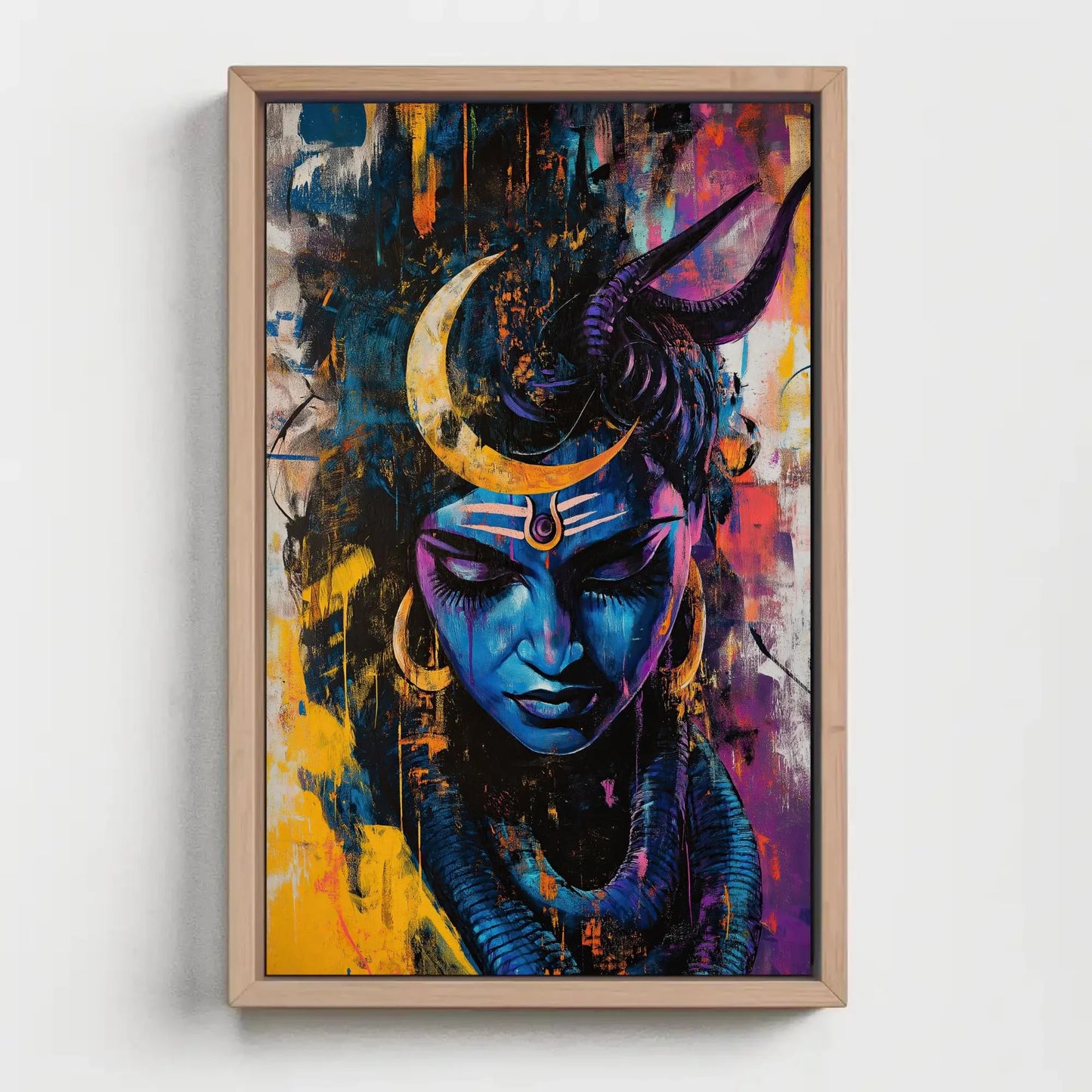Shiva Abstract Canvas Print, Modern Hindu God Wall Art, Spiritual Indian Decor, Divine Lord Shiva Painting, Ready to Hang Wall Art – Canvas Print