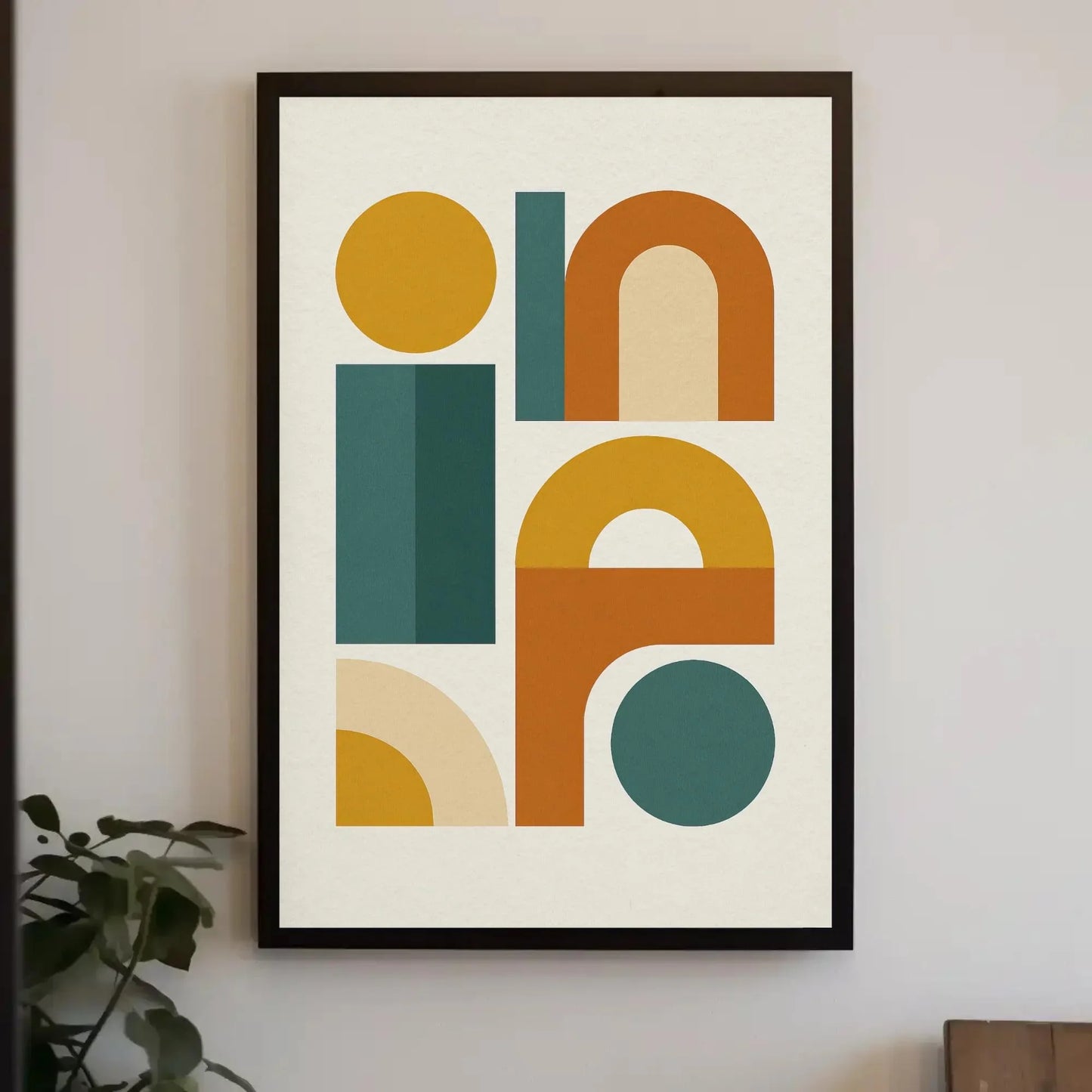 Mid Century Modern Canvas Wall Art, Abstract Geometric Shapes Print, Retro Colorful Bauhaus Style Decor, Scandinavian Minimal Poster Wall Art – Canvas Print